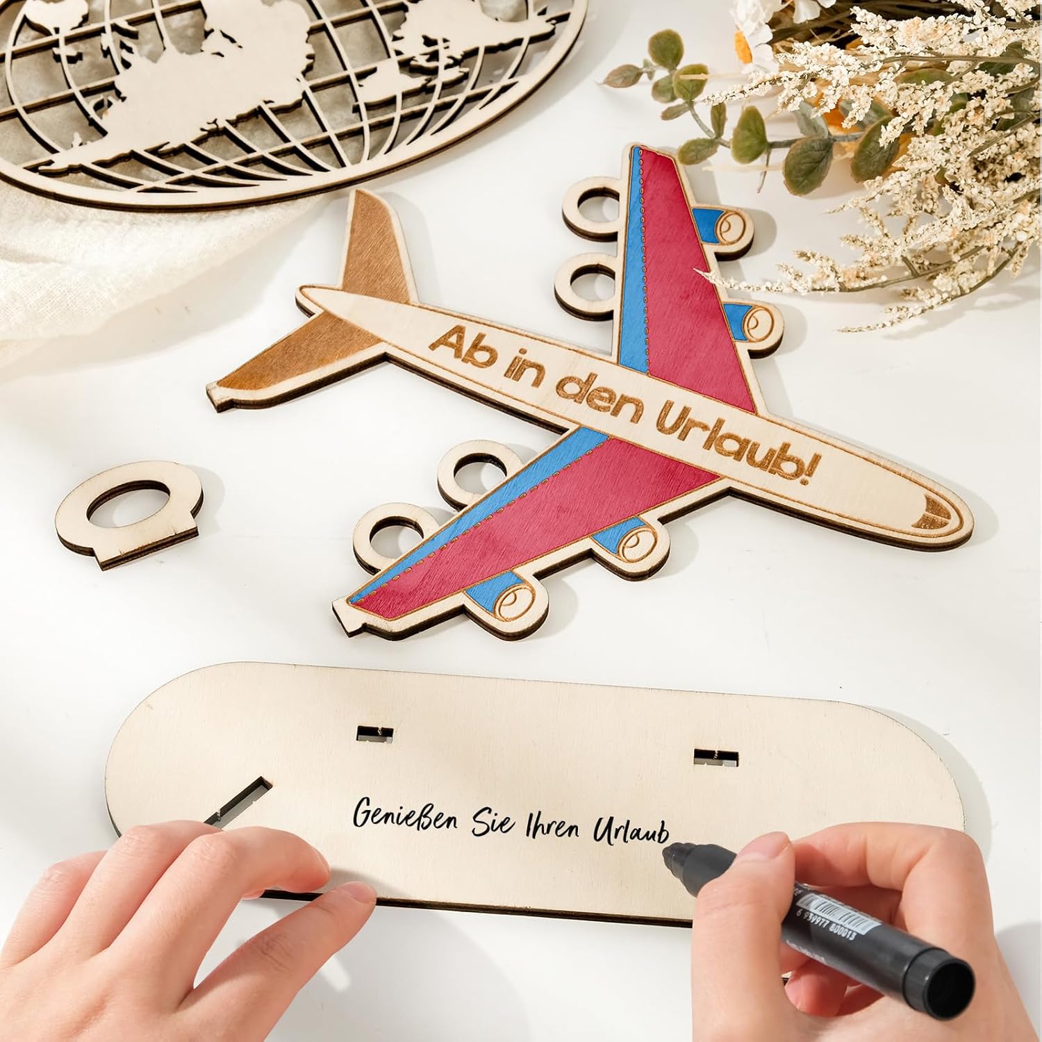 Thumbnail 3 de HOLDLEAF Flugzeug Holz Geldgeschenk – originelle Reisekasse/Sparbüchse zum Geburtstag