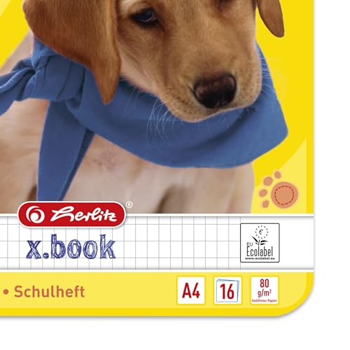 Detalle de Herlitz Schulheft A4, Lineatur 8f, rautiert, Rand 5x7 mm, 16 Blatt (32 Seiten), 10er Pack