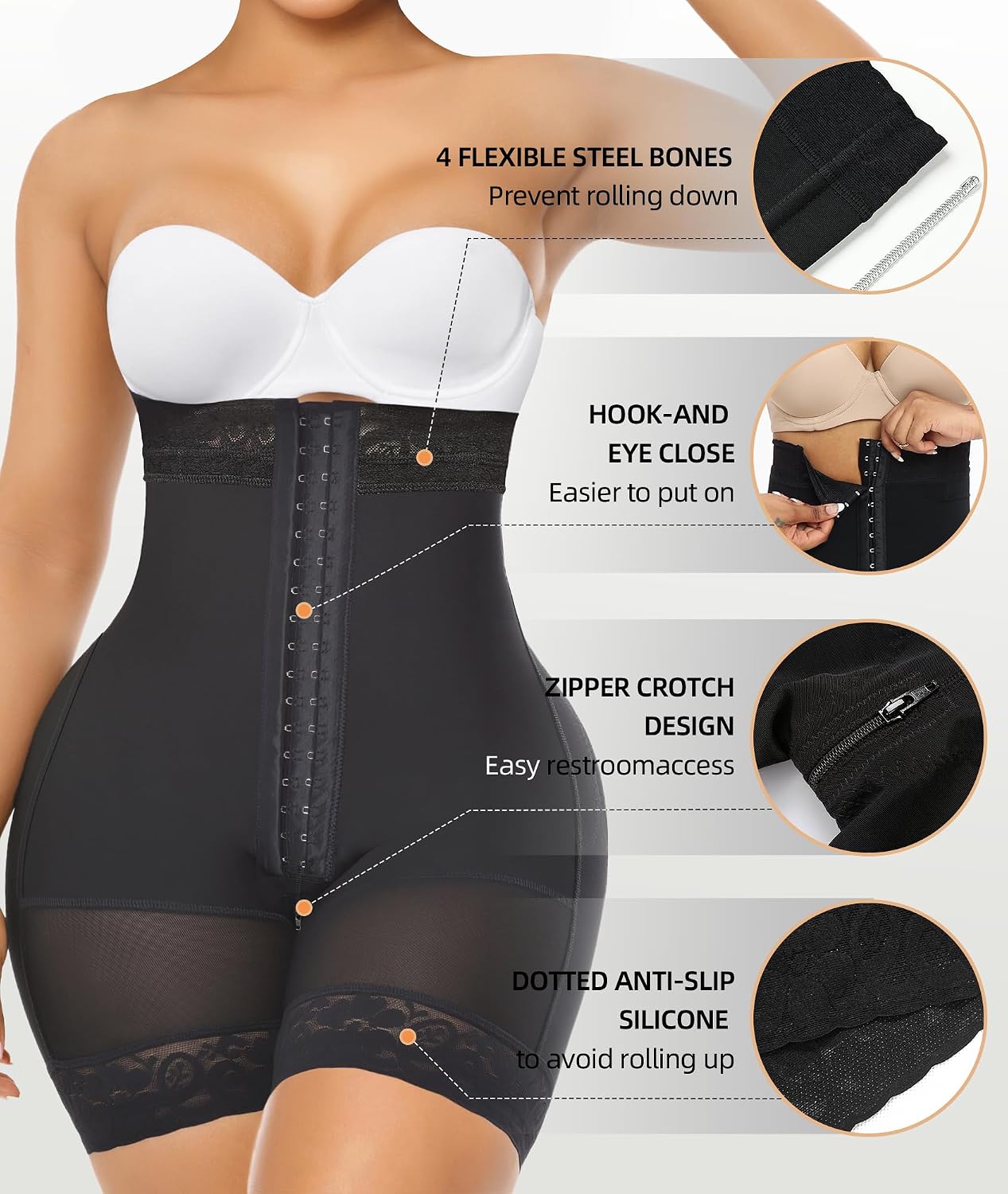 Thumbnail 4 de YIANNA Strapless Tummy Control Shapewear Shorts with Zipper Crotch