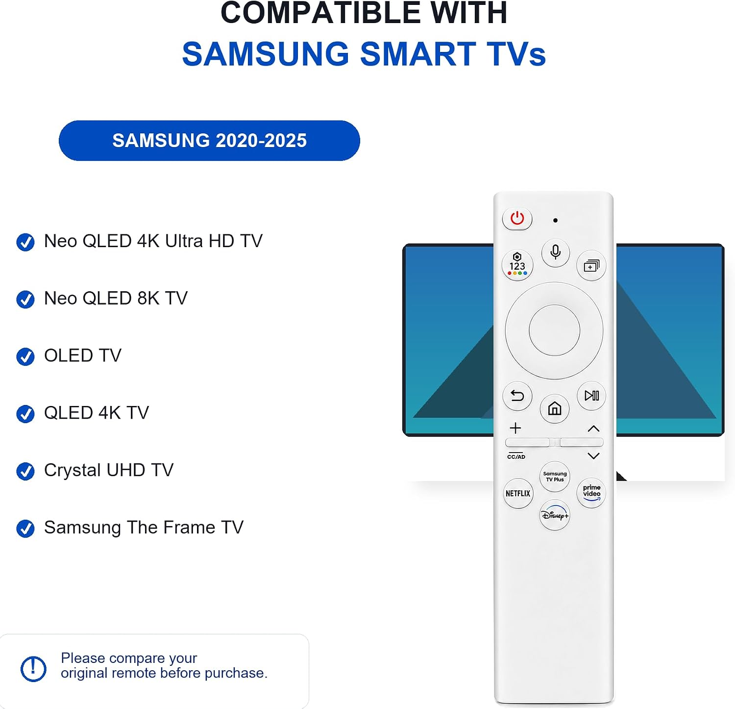 Detalle de Gmatrix for Samsung Voice Remote Control for Frame TVs, Solar and USB-C
