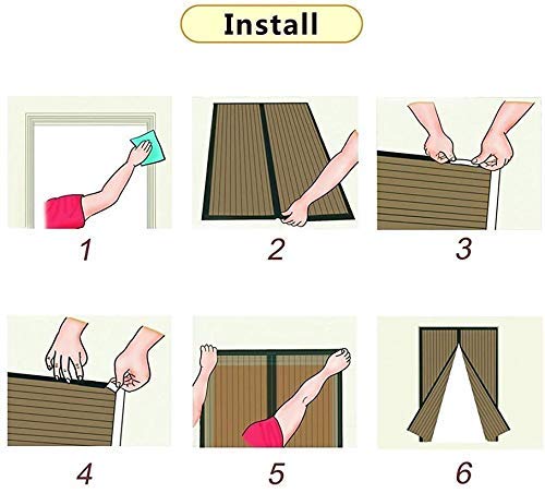 Detalle de YRH Magnetic Fly Screen Door (90x210cm, Black) – Hands-free, Tool-free, Durable Mesh