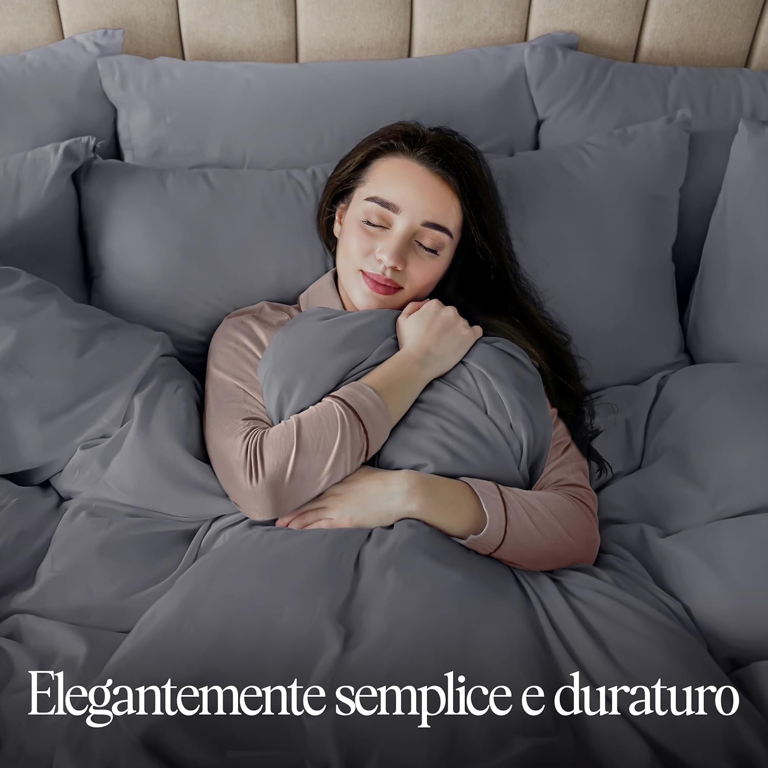 Thumbnail 6 de Utopia Bedding set copripiumino 3 pezzi (una piazza e mezza) in microfibra 200x200 cm + federe 50x75 cm grigio