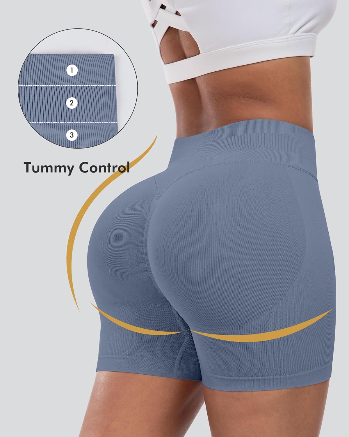 Thumbnail 2 de CHRLEISURE Workout Gym Biker Shorts - High Waisted Scrunch Butt, 4-Piece Seamless Set