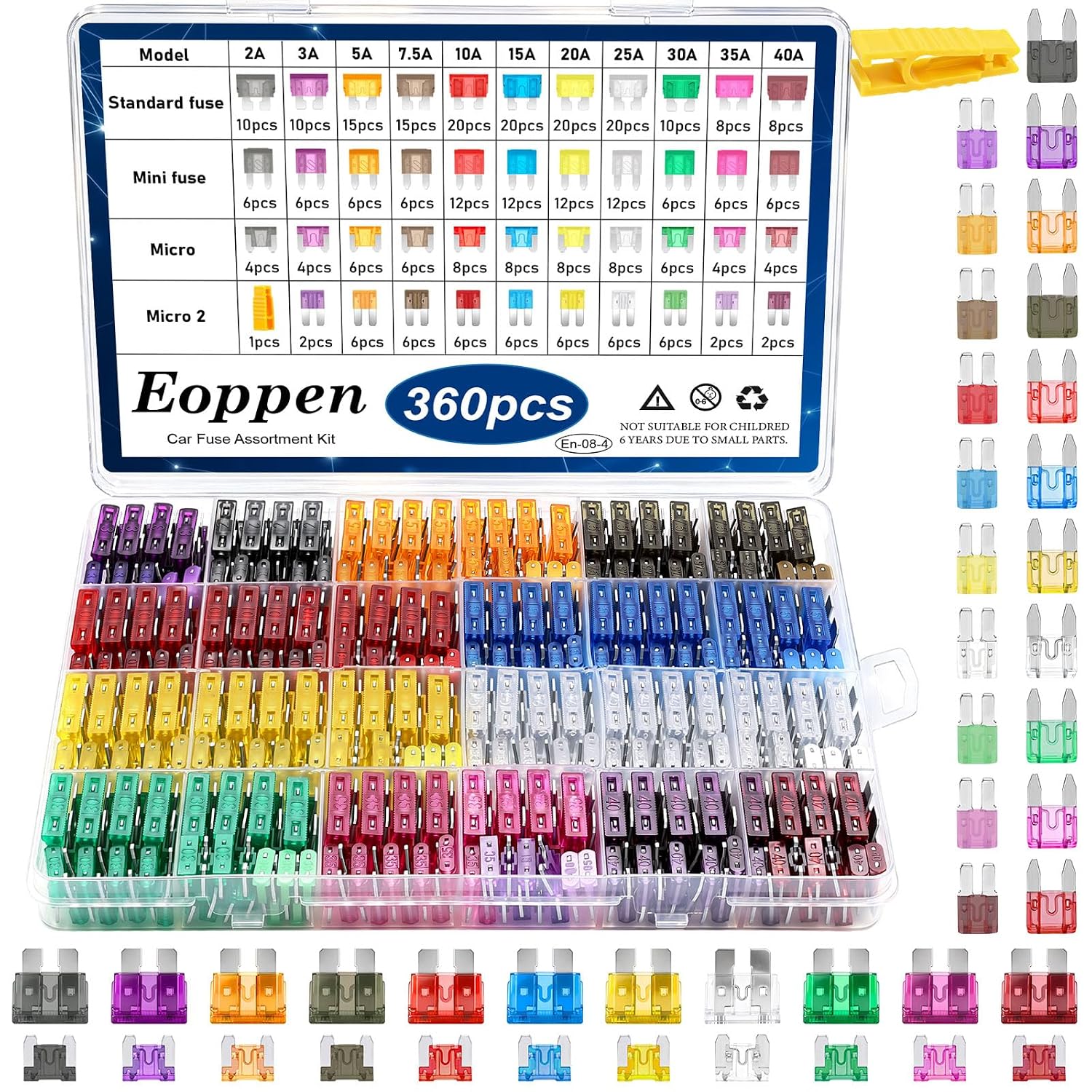 Detalle de Eoppen Automotive Fuse Assortment Kit, 360-Piece