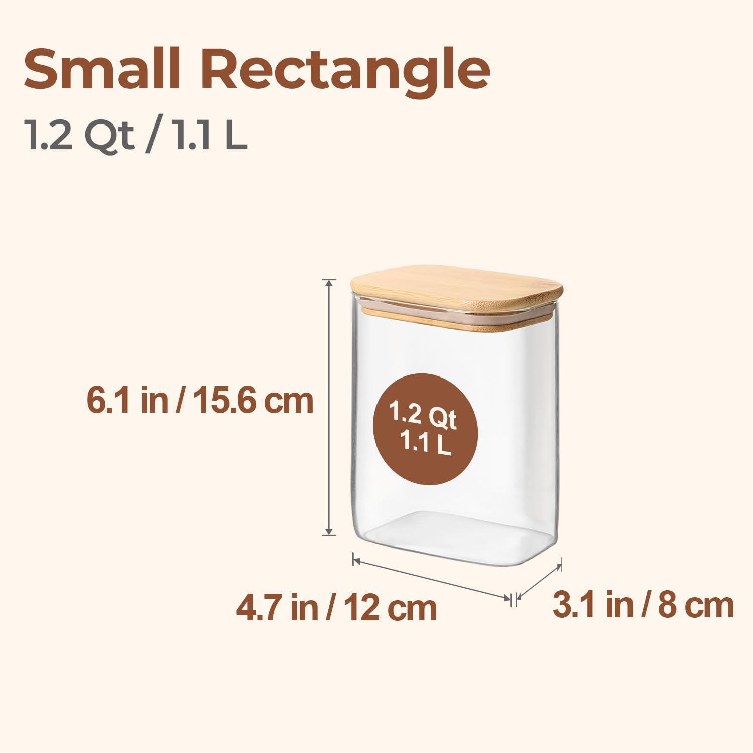 Detalle 2 de ComSaf Glass Storage Jars, 1.1 L 4-Pack with Bamboo Lids