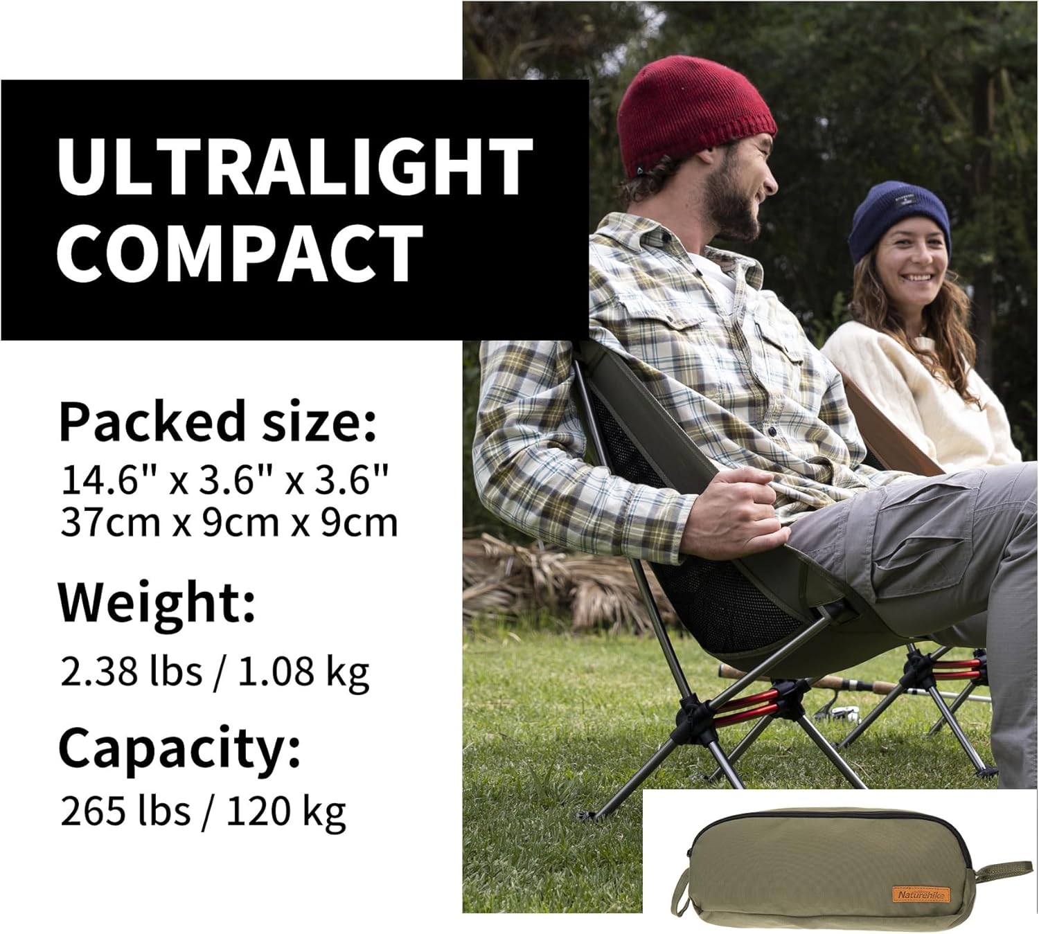 Thumbnail 3 de Naturehike YL08 Ultralight Camping Chair (2.38 lbs) with Anti-Sinking Feet