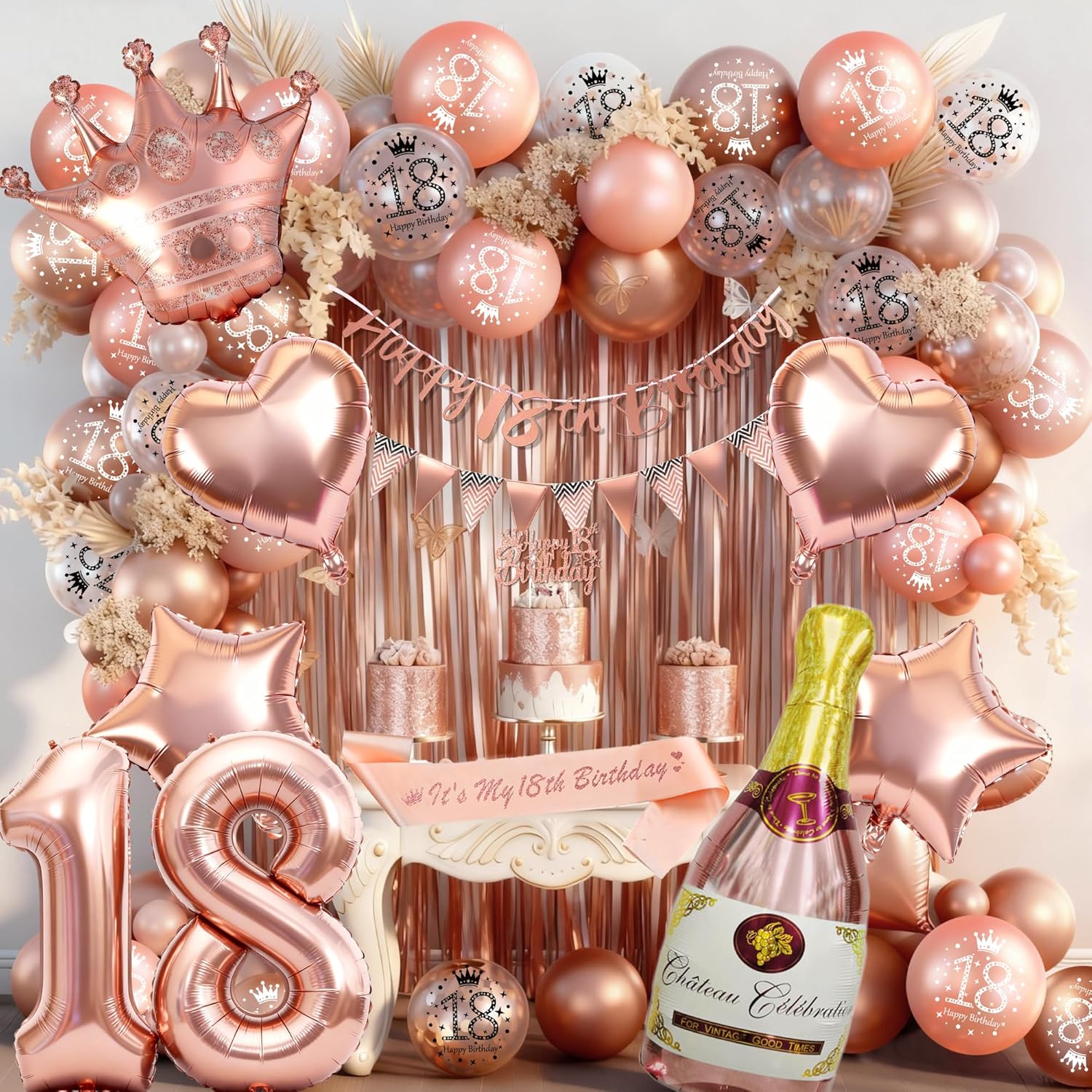 18th Birthday rose gold decorations 18
