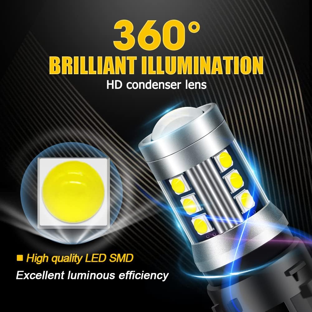 Thumbnail 2 de Ruiandsion 2pcs HP24W LED Bulb – 12V/10–30V, White, 1500lm, 3030 15SMD DRL