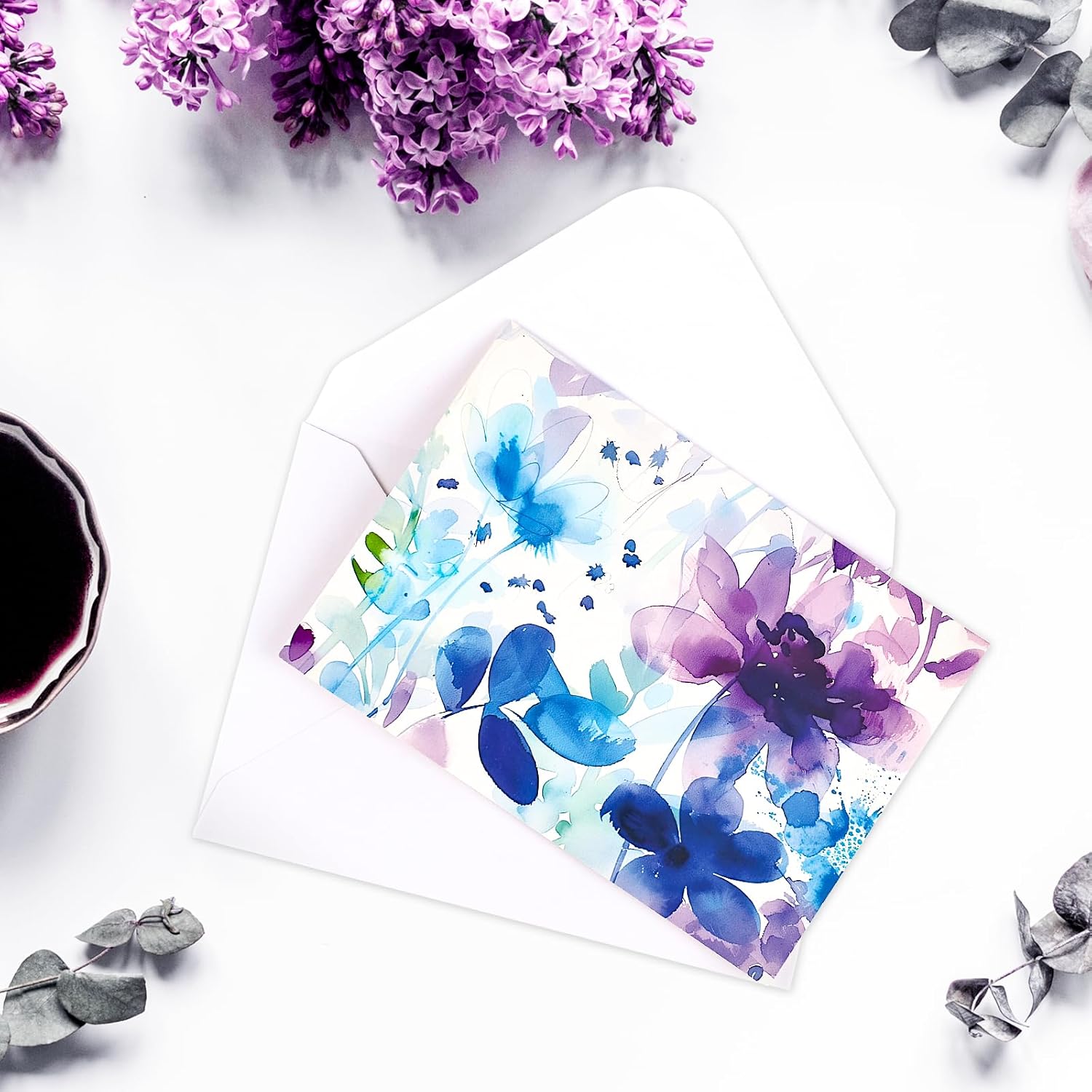 Detalle de FUHITIM 48-Pack Blank Greeting Cards with Envelopes, Watercolor Floral Designs