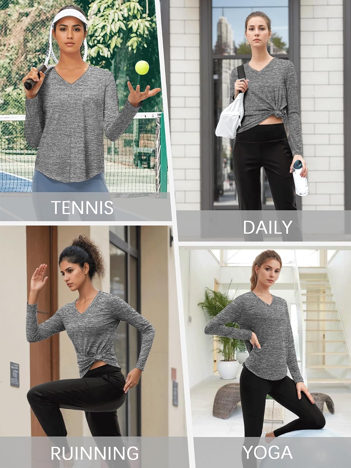 Thumbnail 1 de Sportshirt Damen Kurzarm V-Ausschnitt UPF 50+ – 5er-Pack, atmungsaktiv und flexibel