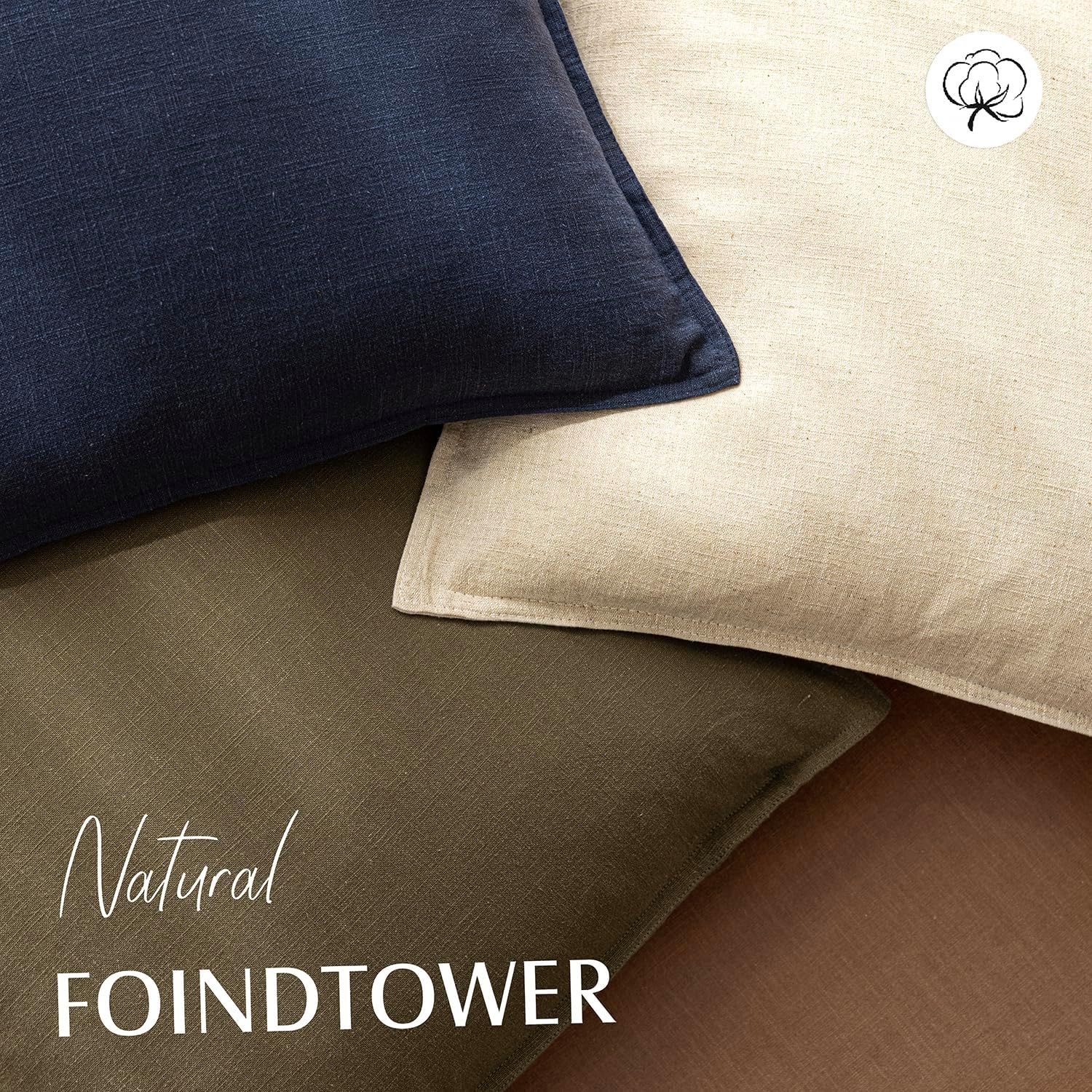 Detalle 2 de Foindtower 20x20 Decorative Linen Throw Pillow Covers (Pack of 2)