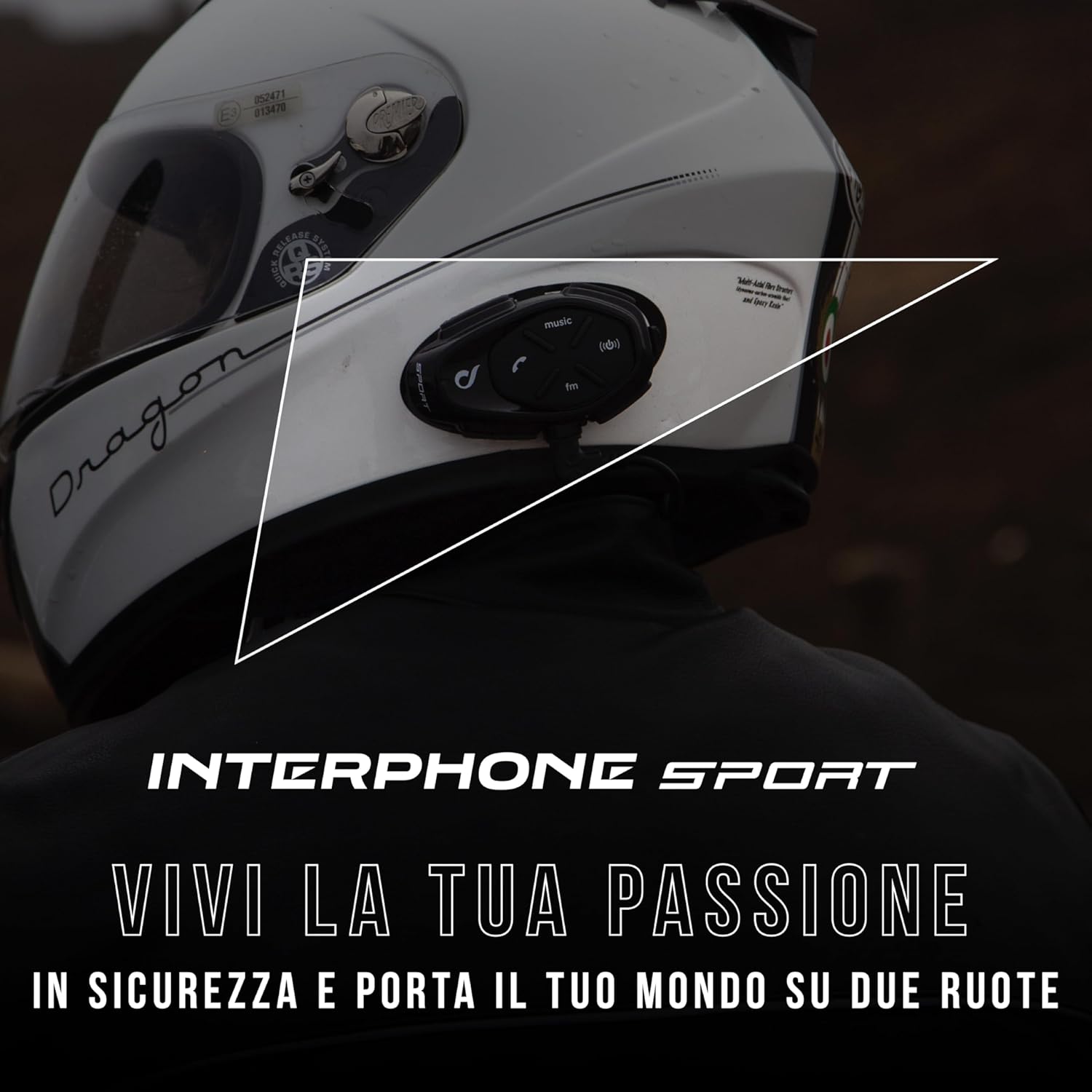 Detalle 2 de INTERPHONE SPORT Singolo: Interfono Bluetooth per casco moto, autonomia 20h, IP67, fino a 4 piloti, GPS/MP3