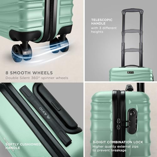 Thumbnail 4 de AVIO Wave Cabin Suitcase 55x40x20cm — Lightweight ABS Carry-On with 4 Double Spinner Wheels