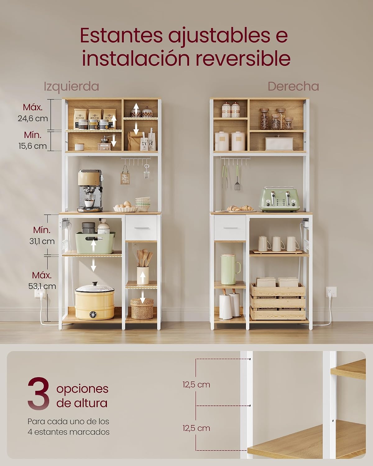 Thumbnail 6 de VASAGLE KKS015Y02 estantería cocina 40x80x180 cm