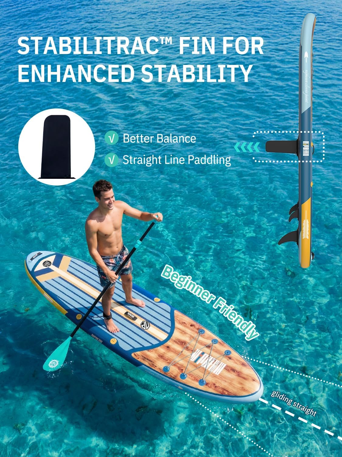 Detalle de Niphean 10’6" Inflatable Stand Up Paddle Board (SUP) with Anti-Slip EVA Deck and SUP Accessories