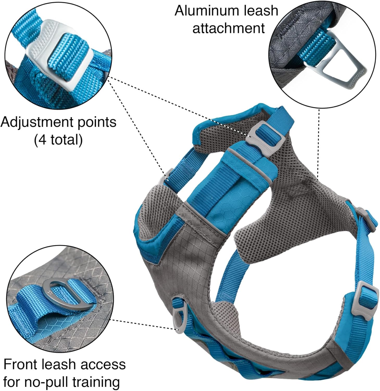 Thumbnail 1 de Kurgo Journey Air Hundegeschirr – gepolstertes, leichtes Ripstop-Gewebe mit reflektierendem Rand, blau (M)