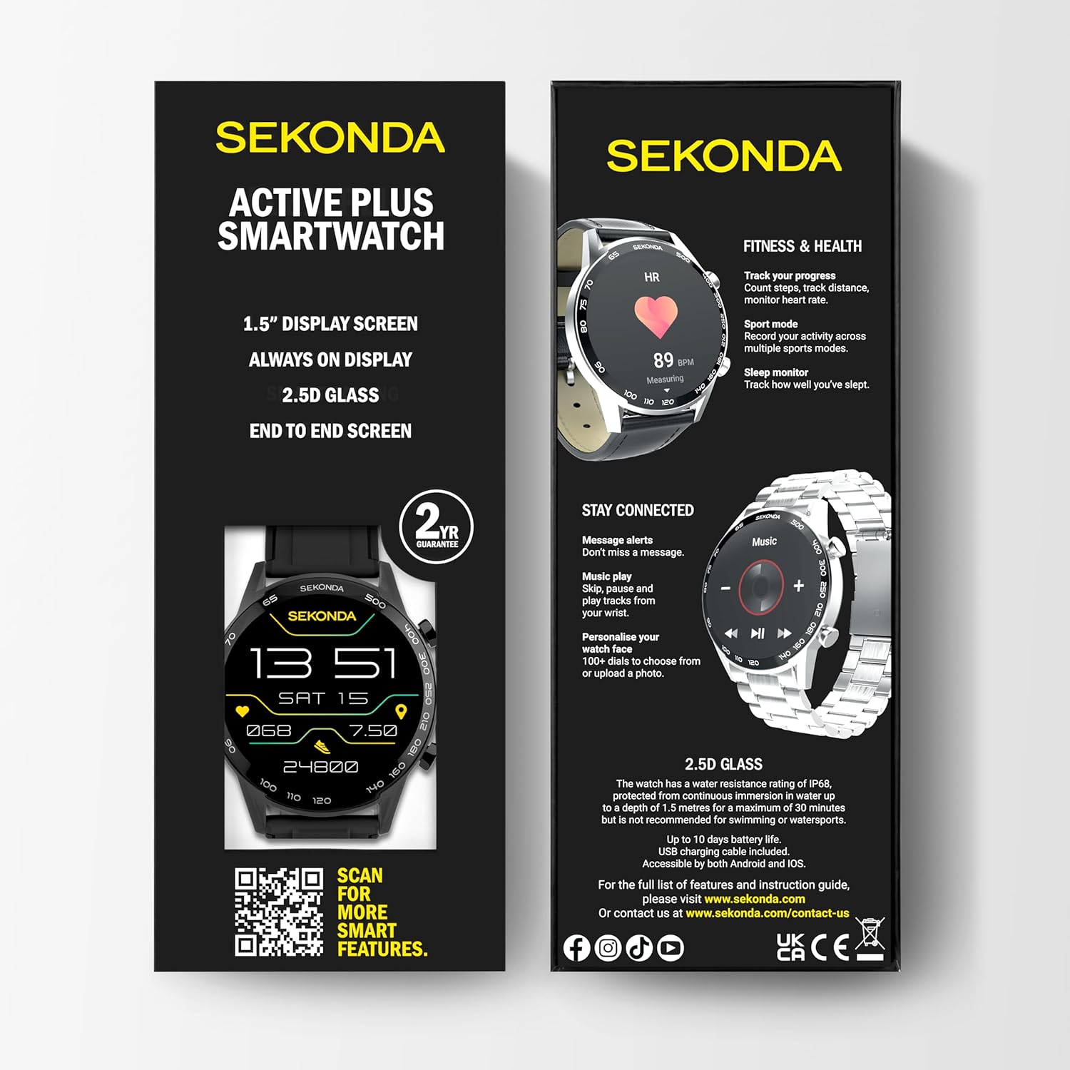 Thumbnail 6 de Sekonda 45mm Active Plus Smart Watch (Black) with Black Silicone Strap
