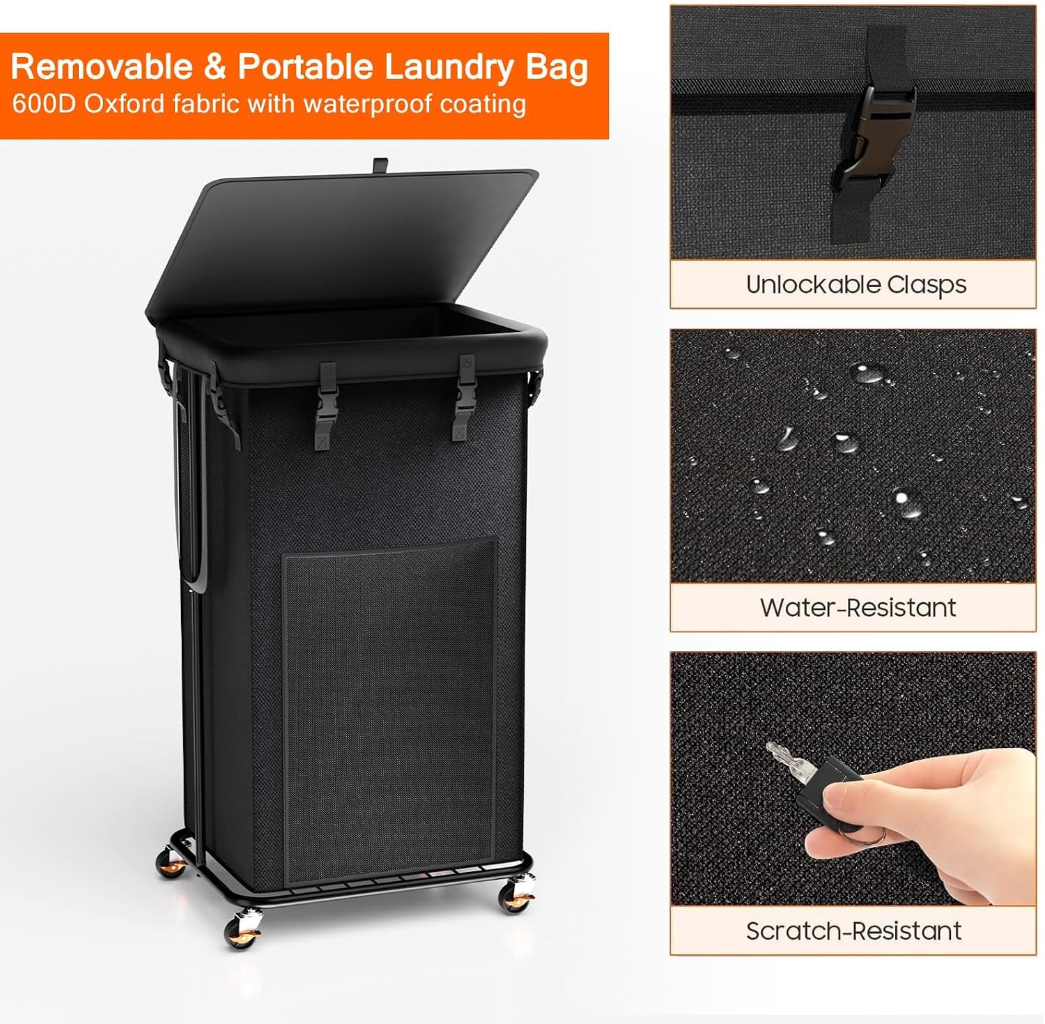 Thumbnail 4 de 300L Laundry Hamper with Wheels, Removable Bag