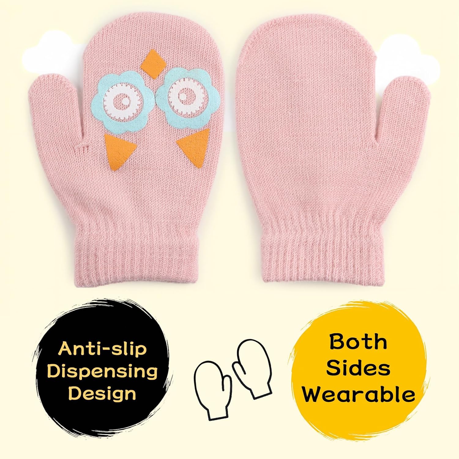 Detalle 2 de PEECABE Knitted Toddler Mittens with Stretch for Fall and Winter