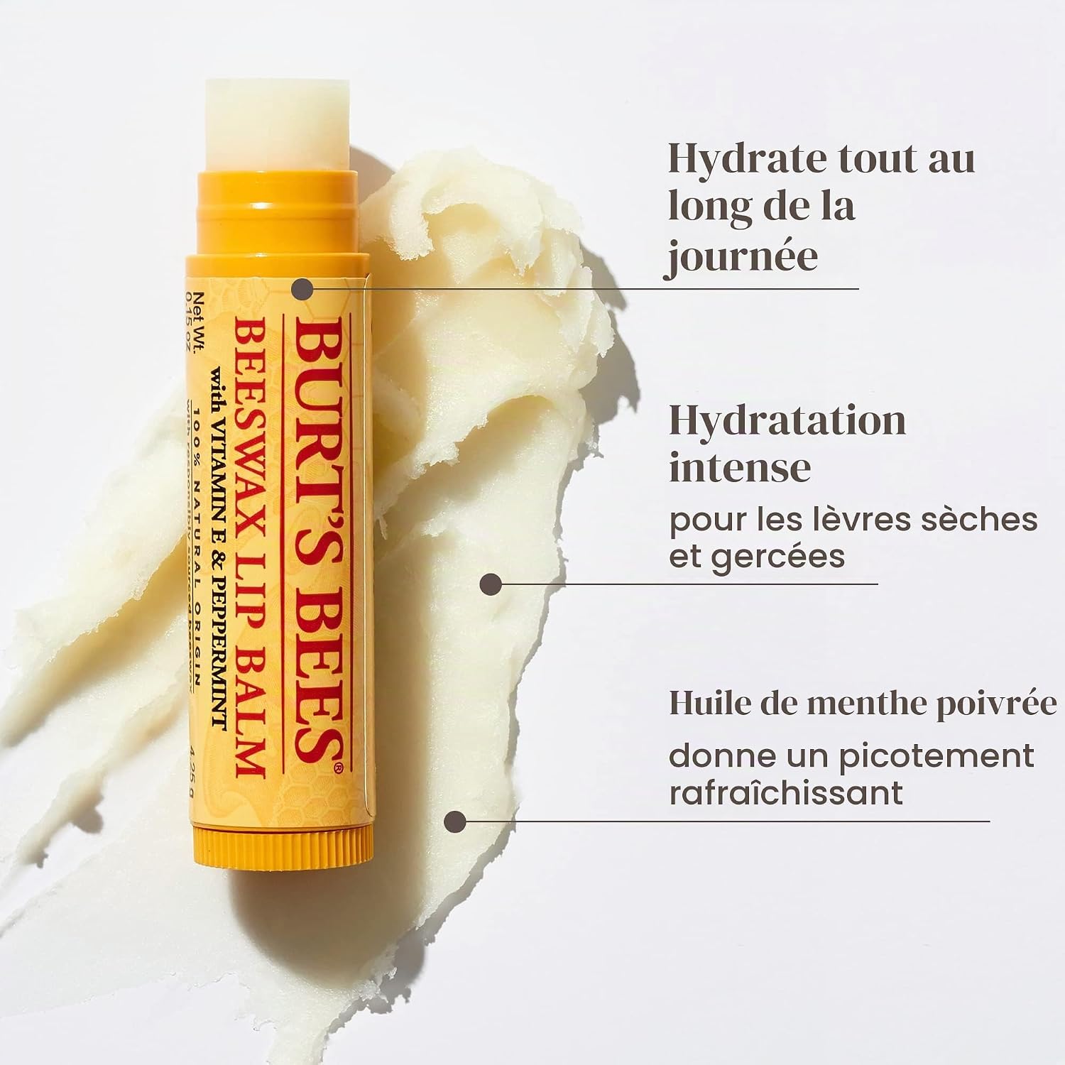 Detalle 2 de Burt's Bees lippenbalsem met bijenwas, pepermuntolie en vitamine E, 4 tubes