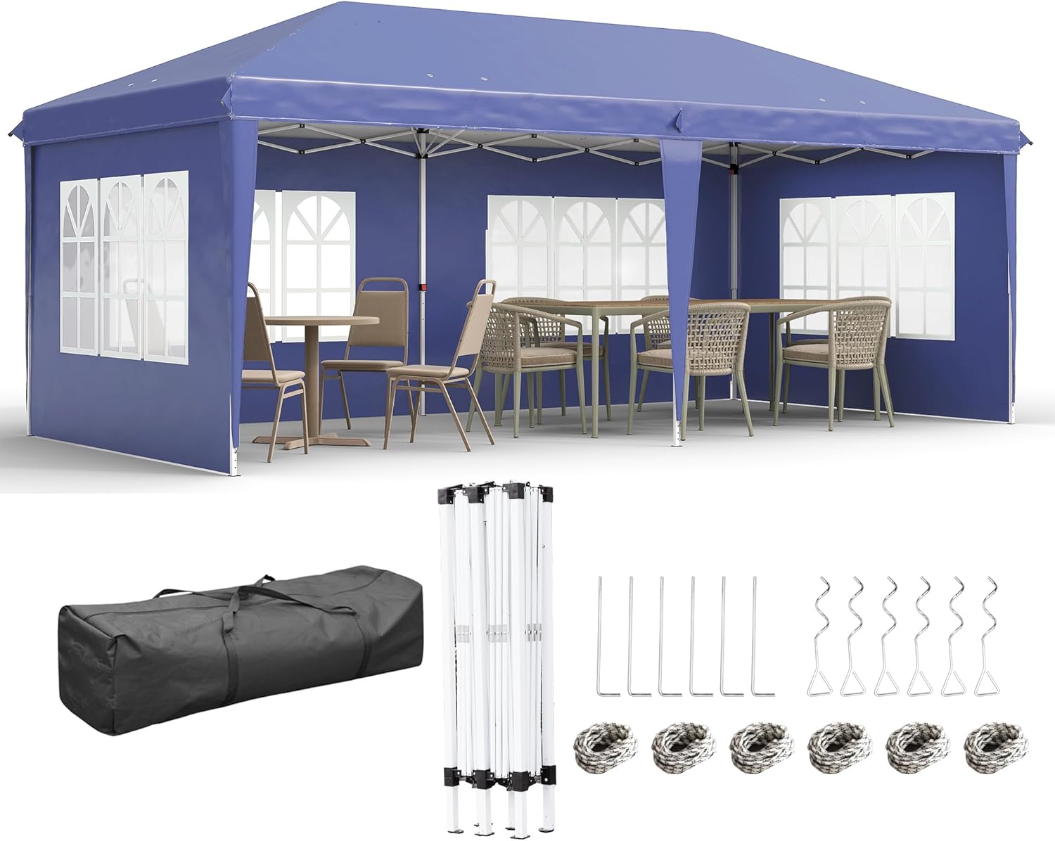 Outsunny Tonnelle de Jardin extérieure Pop-up Pliante 3x6 m – Barnum 3 côtés démontables, blanc