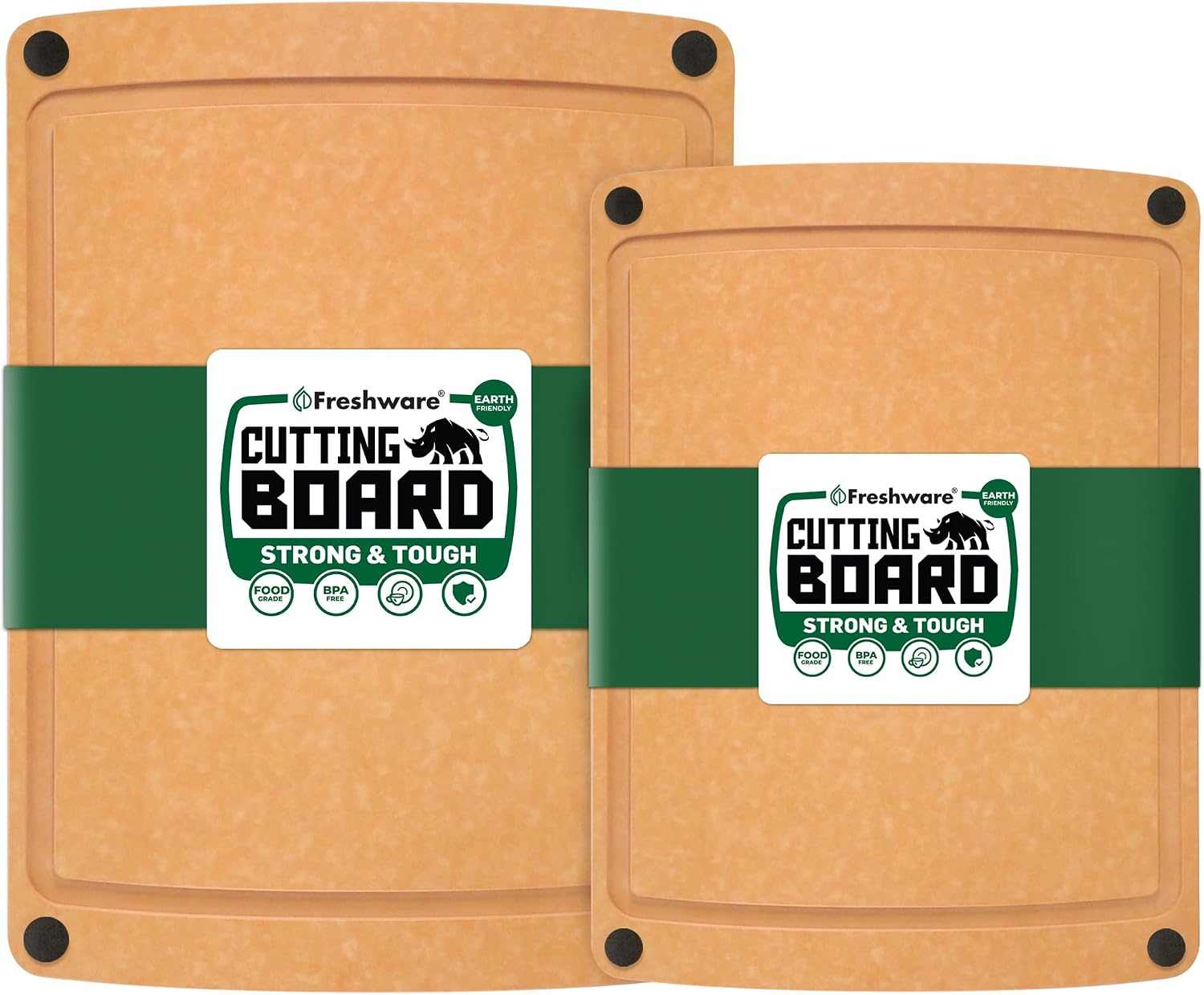 Detalle de Freshware Wood Cutting Boards set with juice groove 12"