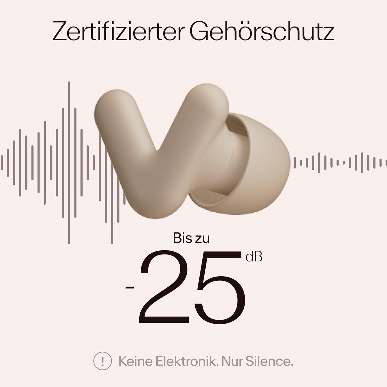 Detalle de Alpine Silence V-Form Ohrstöpsel (beige) – ultrakomfortable, wiederverwendbare Gehörschutz-Ohrstöpsel in XS/S/M/L