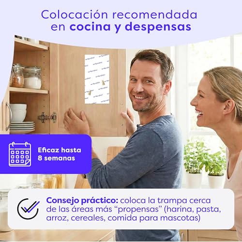 Detalle de Wolkenfeld Antipolillas Cocina y Despensa 10x: trampas adhesivas con feromonas para polillas de alimentos