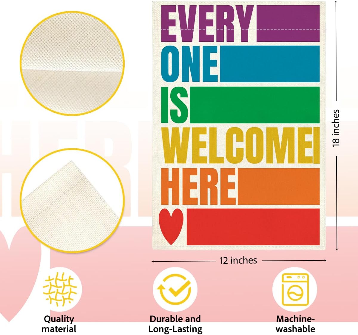 Detalle 2 de Rainbow Pride Garden Flag, 12 x 18 Inches