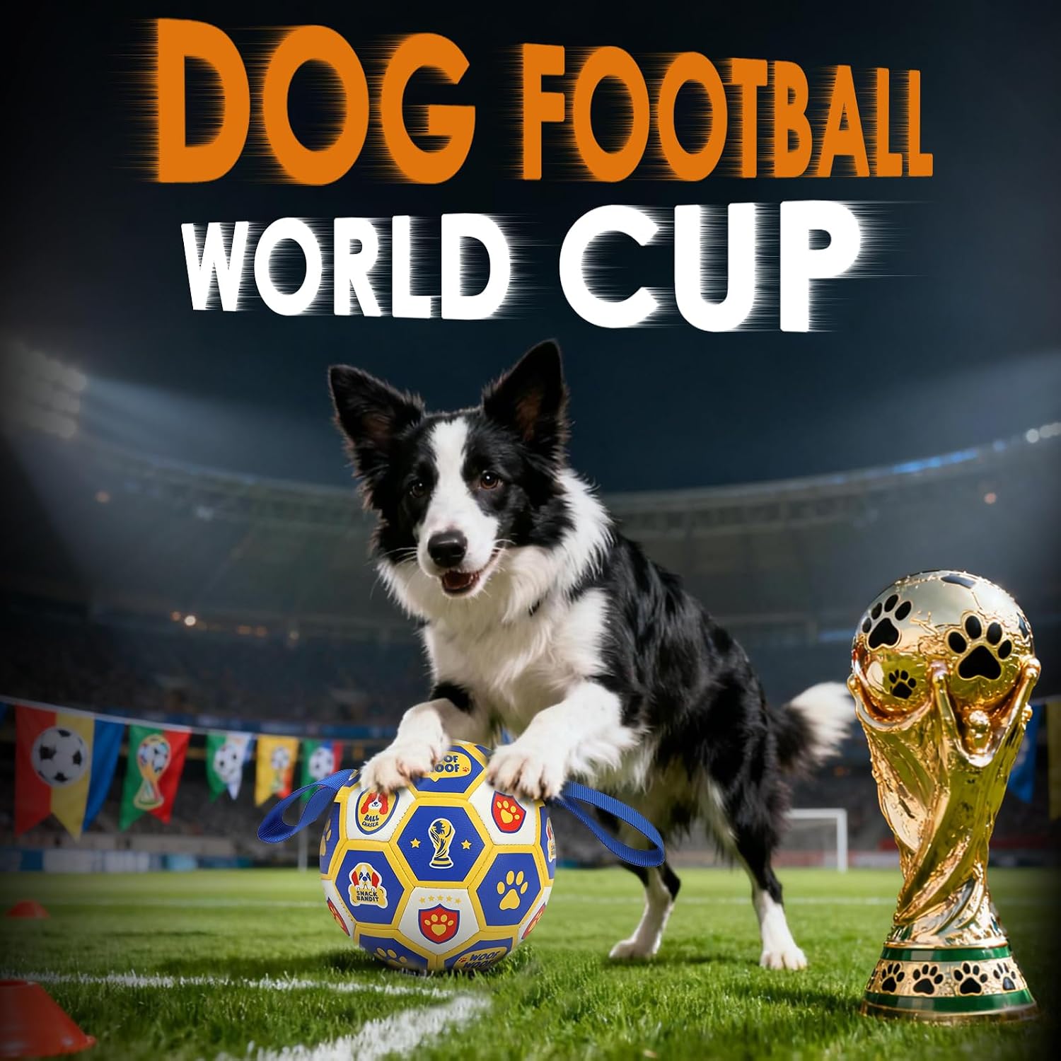 Detalle 2 de Viviving Fußball Hundespielzeug 7 Zoll – Strapazierfähiger Interaktiver Ball für Drinnen & Draußen inkl. Luftpumpe