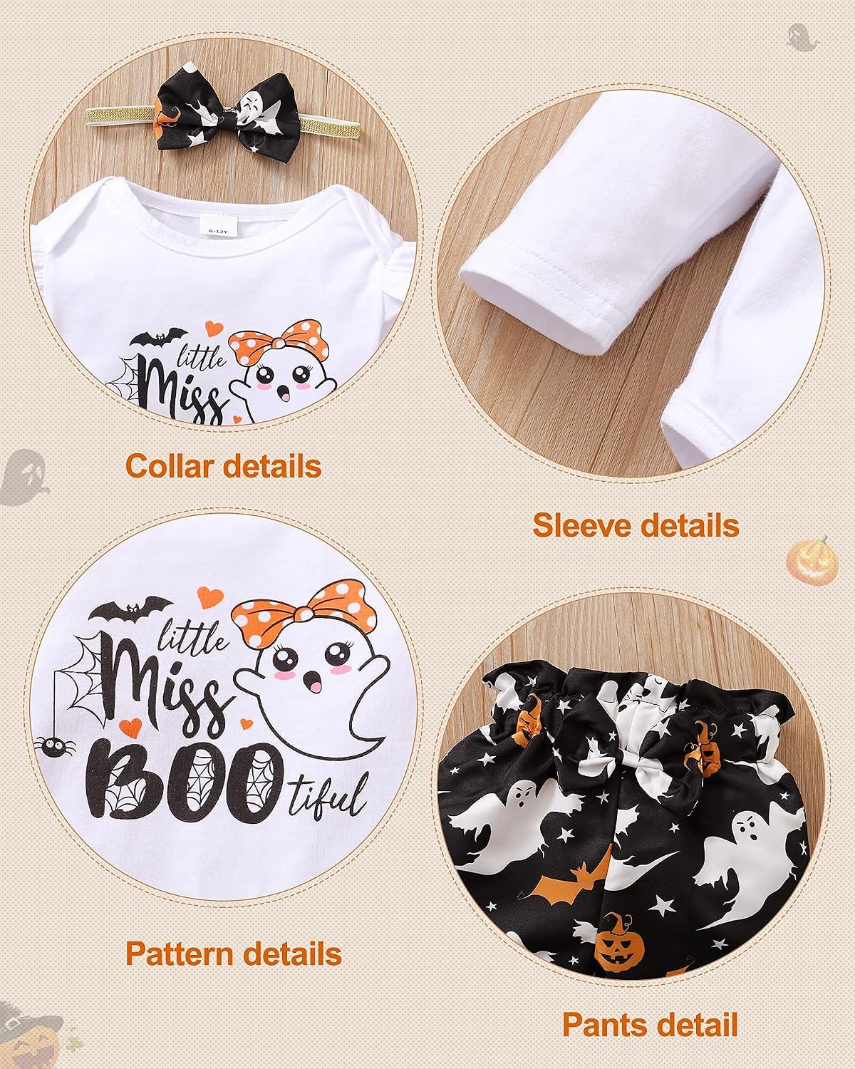 Detalle 2 de DISAUR DIU933ZX Baby Girl 3-Piece Outfit with Ruffle Top and Bow Headband