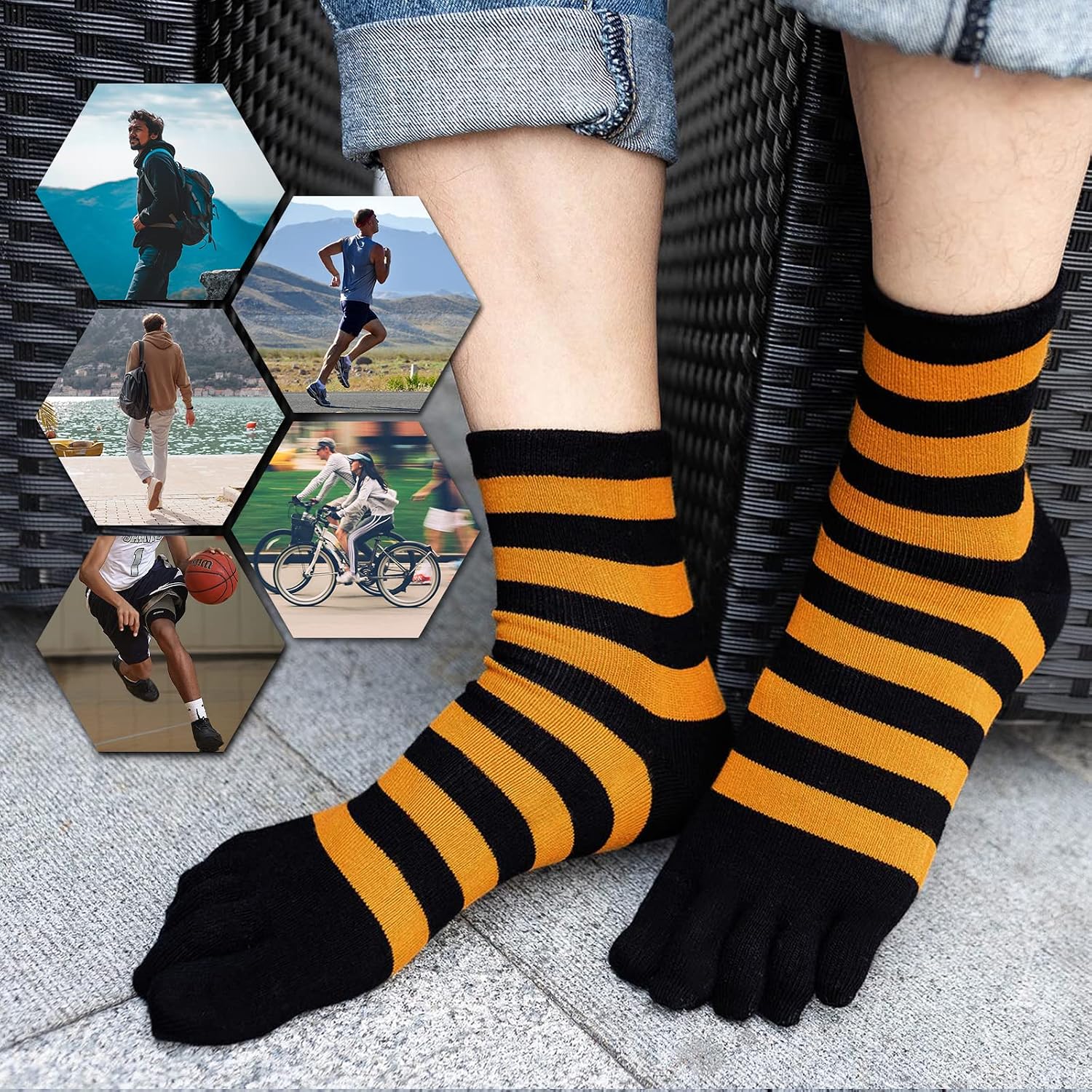 Detalle 2 de PUTUO Chaussettes 5 Doigts Homme 5 paires