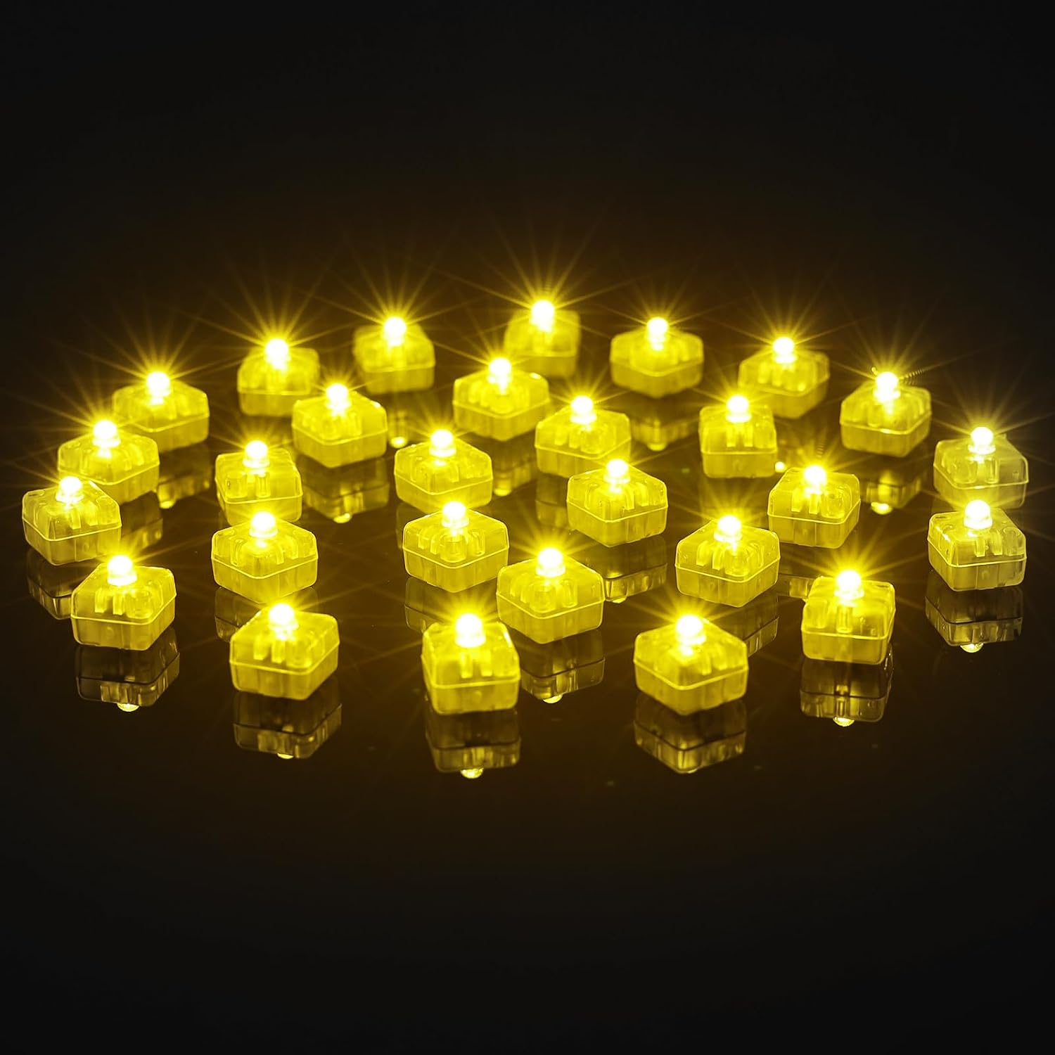 Detalle de AUAUY 30 vierkante mini-ledlampjes voor ballonnen, warmwit constant licht