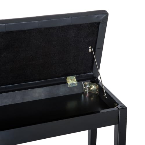 Thumbnail 8 de HOMCOM Banco de piano con almacenamiento, asiento de cuero sintético y patas de madera