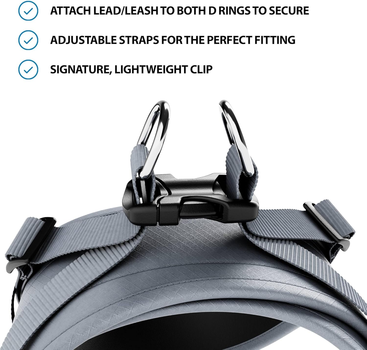 Thumbnail 2 de BullyBillows Boomerang Harness (Grey, Small) – non-restrictive lightweight dog harness