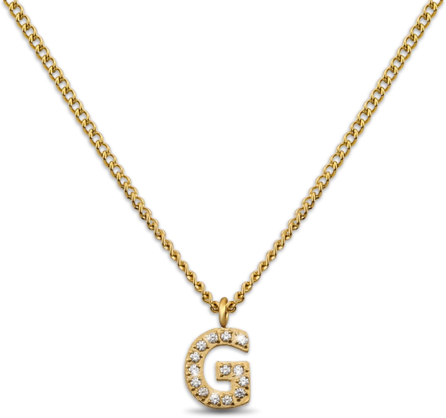 Detalle de GD GOOD.designs Kette Buchstabe Gold – Initialien aus 316L Edelstahl, 18K Vergoldung