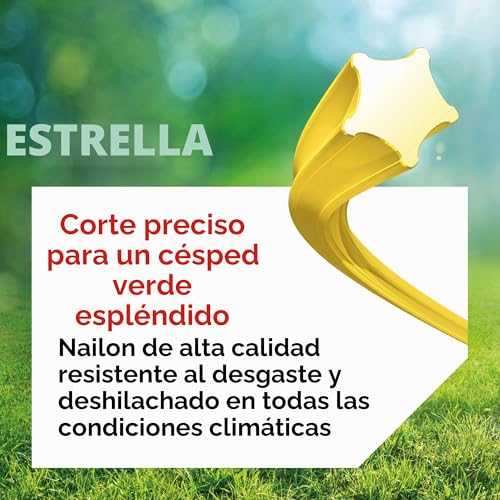 Detalle 2 de Oregon Yellow Star Hilo para Desbrozadora 3 mm x 212 m (69-461-Y): rendimiento y compatibilidad para hierba y maleza