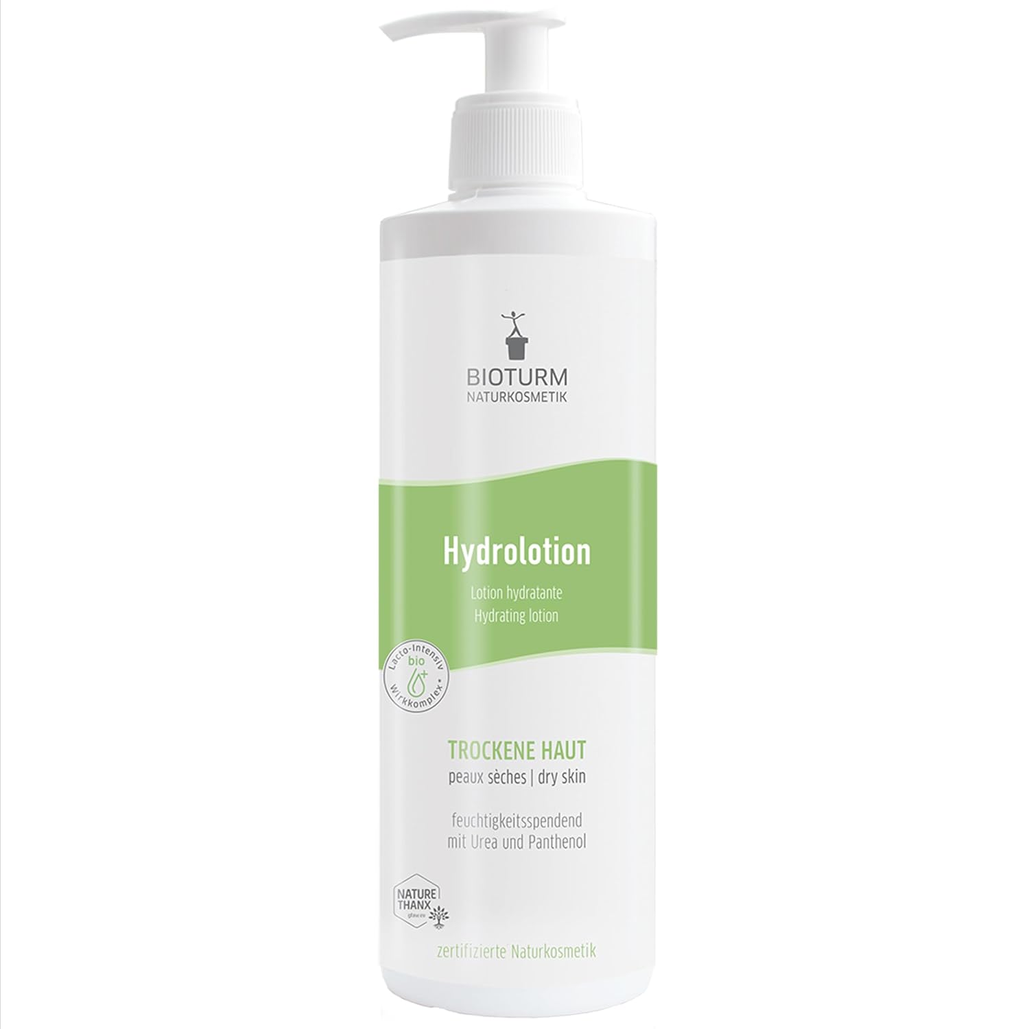 Detalle de BIOTURM Hydrolotion 500 ml – Leichte Bodylotion mit Urea & Panthenol für trockene Haut (Naturkosmetik, Made in Germany)