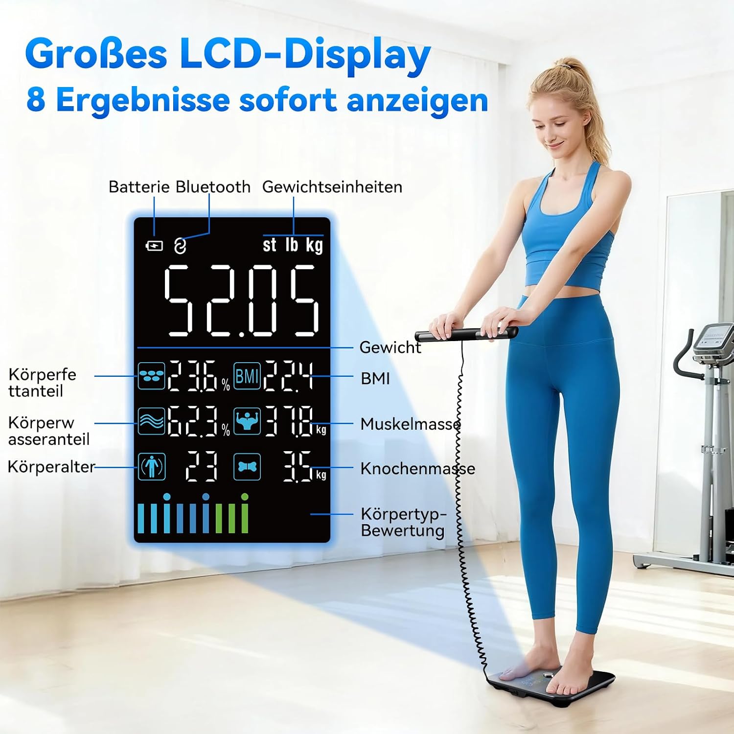 Thumbnail 4 de Lepulse P1 Körperanalysewaage mit Handsensoren (Körperfett, Muskelmasse, App) – Schwarz