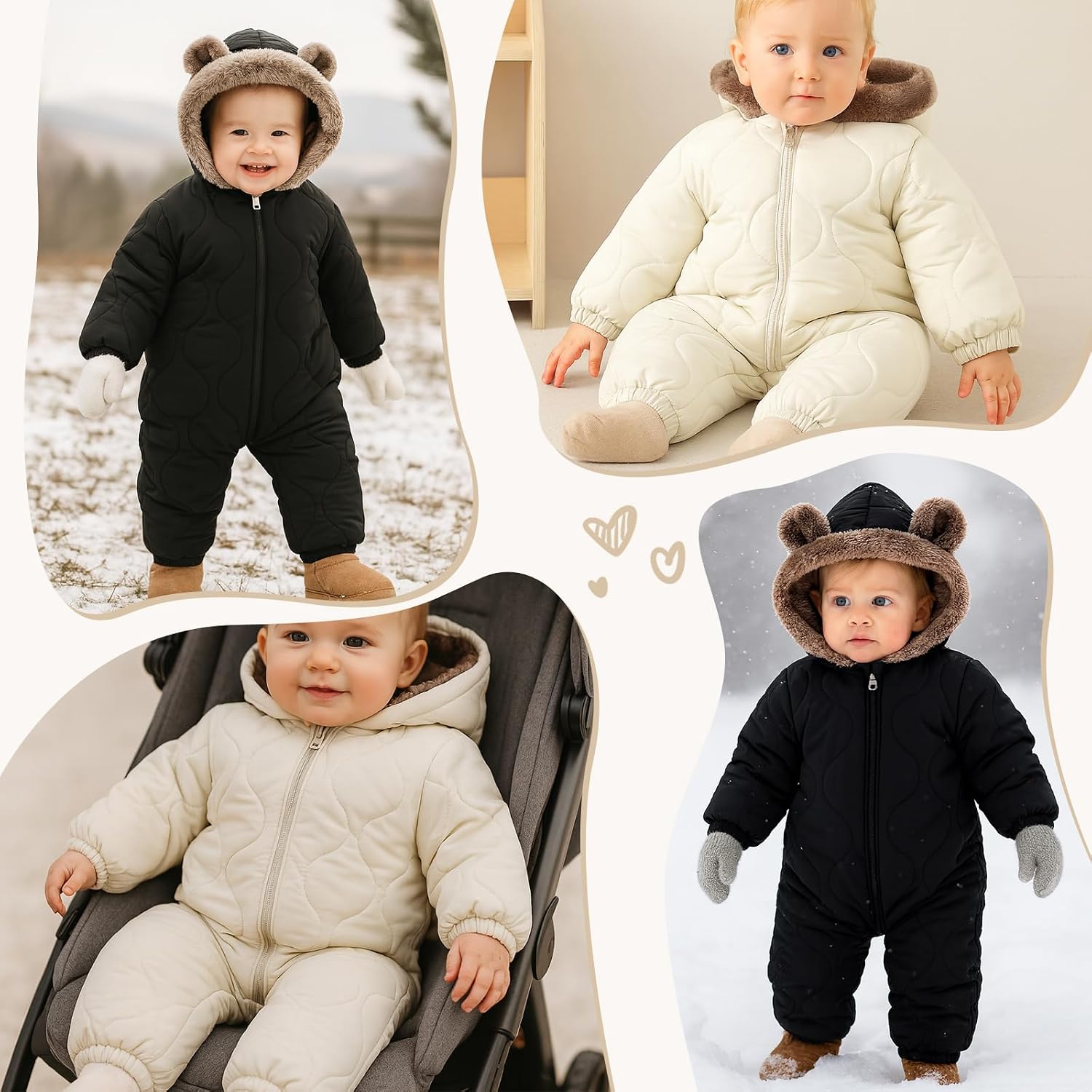 Thumbnail 5 de Yanmucy Baby Snowsuit Thick Fleece Warm Baby Coat Winter Jumpsuit – 0-24 Months