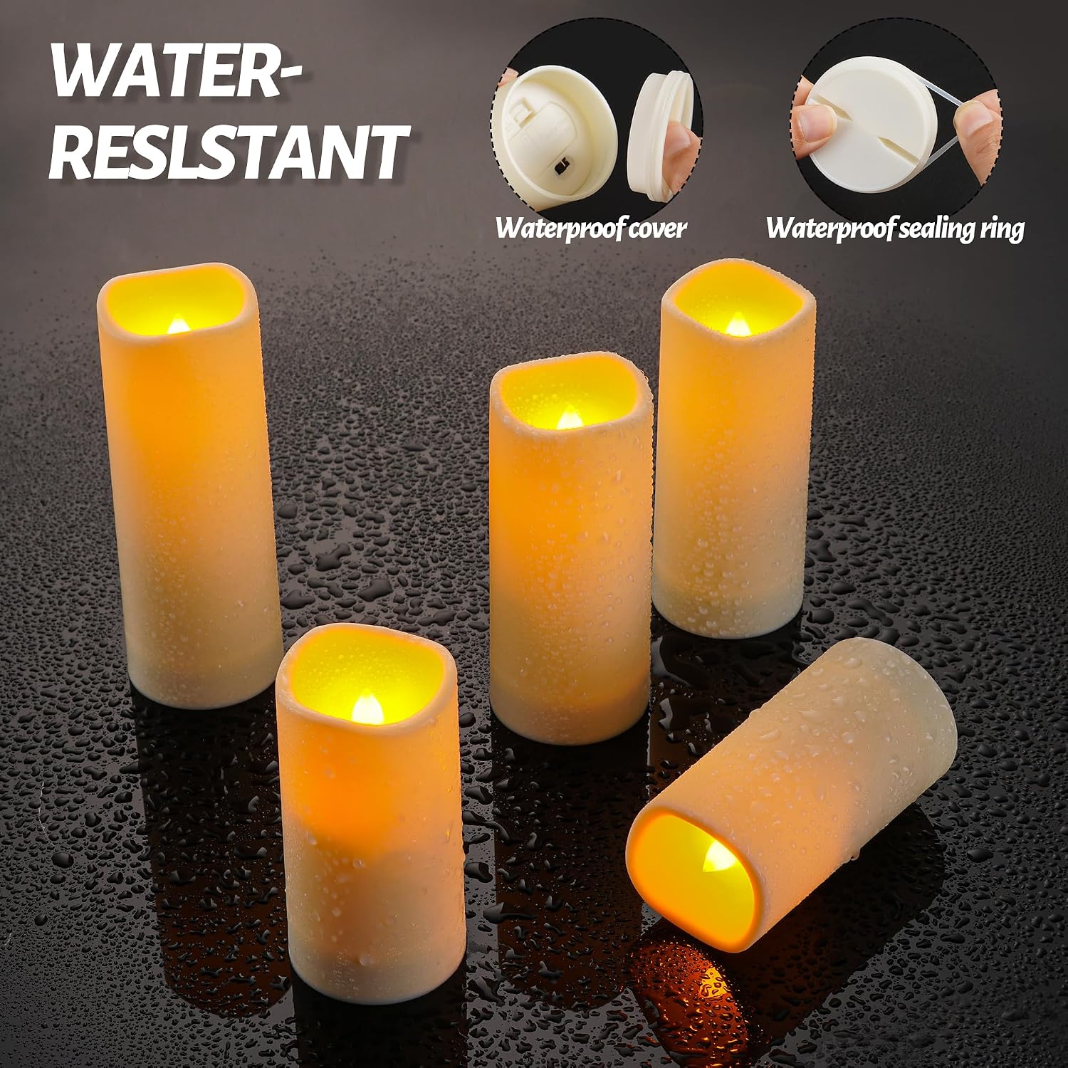 Detalle 2 de Da Waterproof Outdoor Candles 12PCS battery LED candles 🕯
