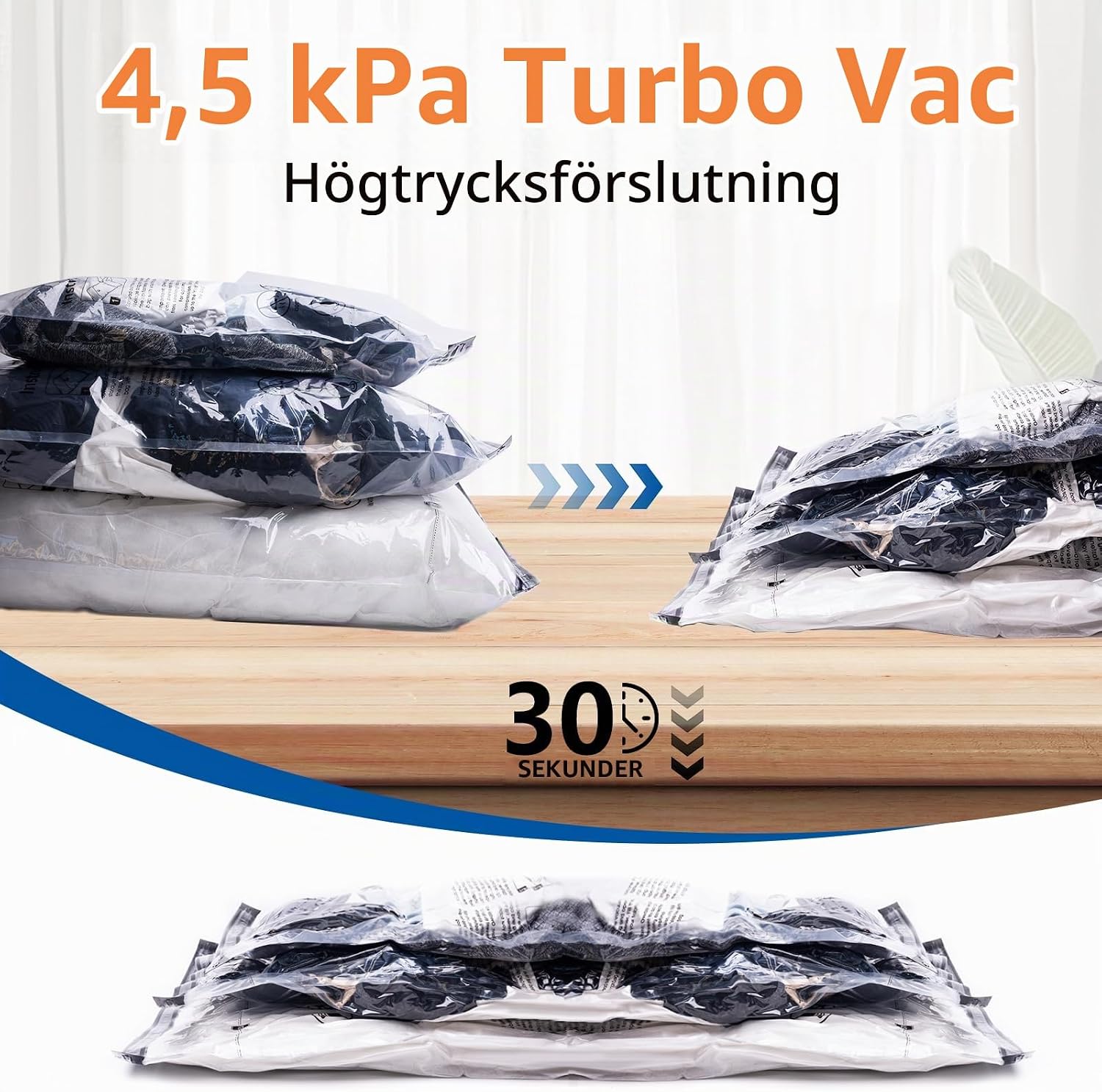 Detalle de KEVIAN vakuumpåsar för kläder, 10-pack med sladdlös pump i tre storlekar