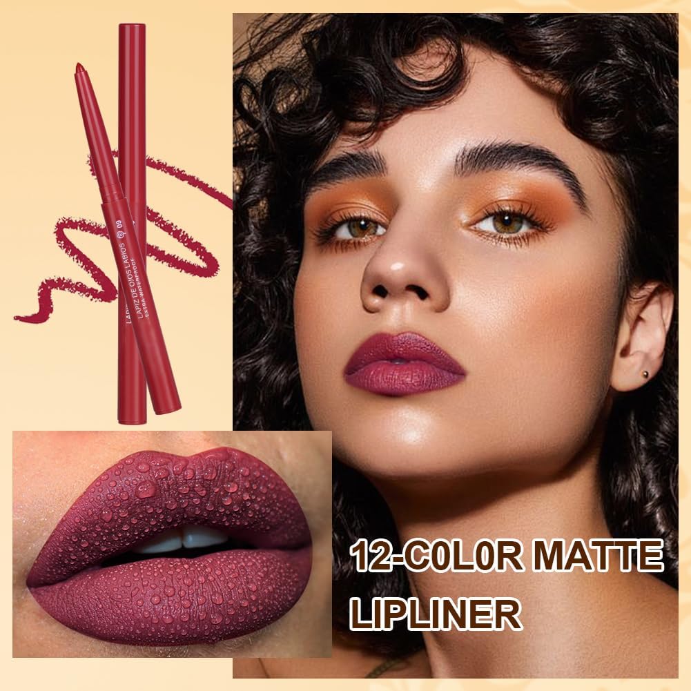 Detalle de LOPHE Matita Labbra 12 Colori – Set di Lip Liner Impermeabili, Cremose e Lisce, a Lunga Tenuta (Serie Opaca A)