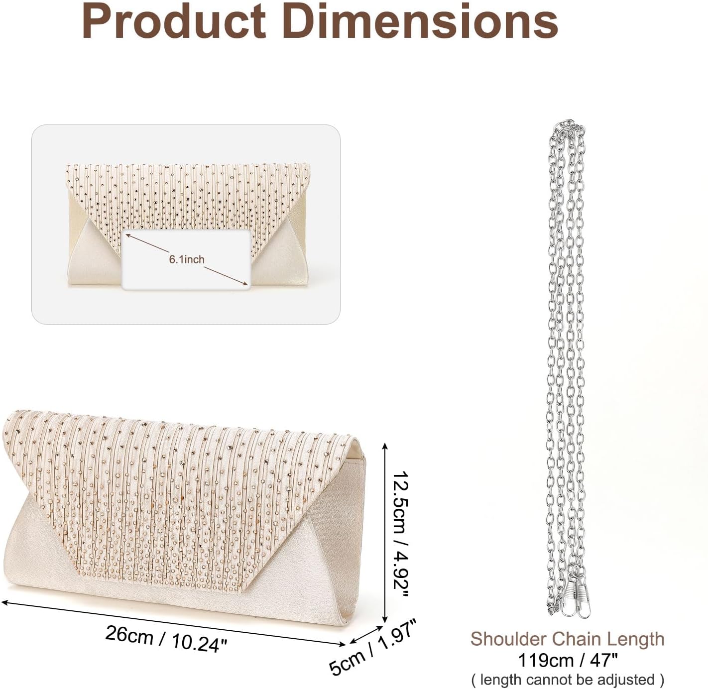 Thumbnail 2 de DTGN Evening Clutch Apricot Rhinestone