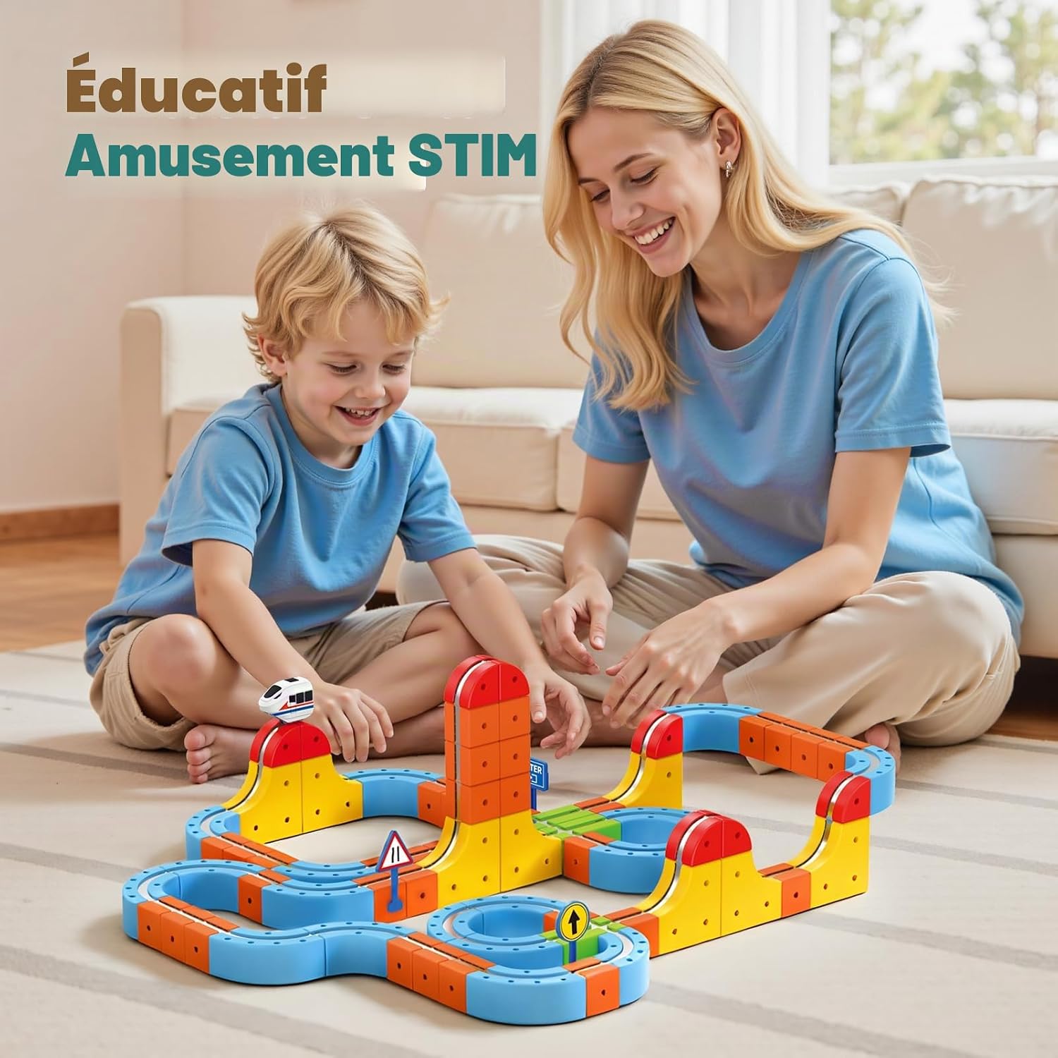 Thumbnail 2 de 56 Pièces Train Électrique Enfant – Coffret modulaire pour circuits 3–8 ans