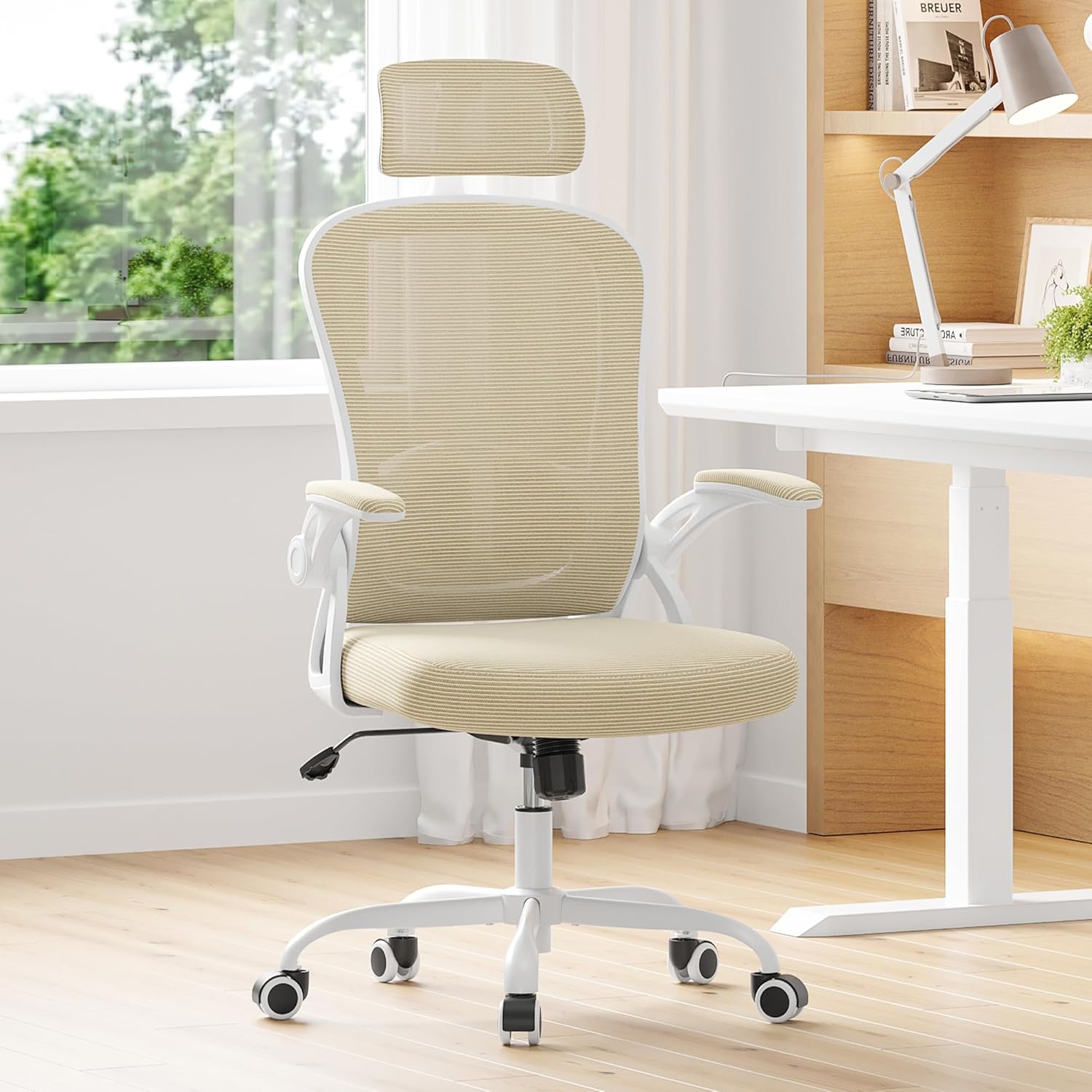 Thumbnail 1 de Farini Höhenverstellbarer Schreibtischstuhl mit Armlehnen – Ergonomischer Office Chair Khaki