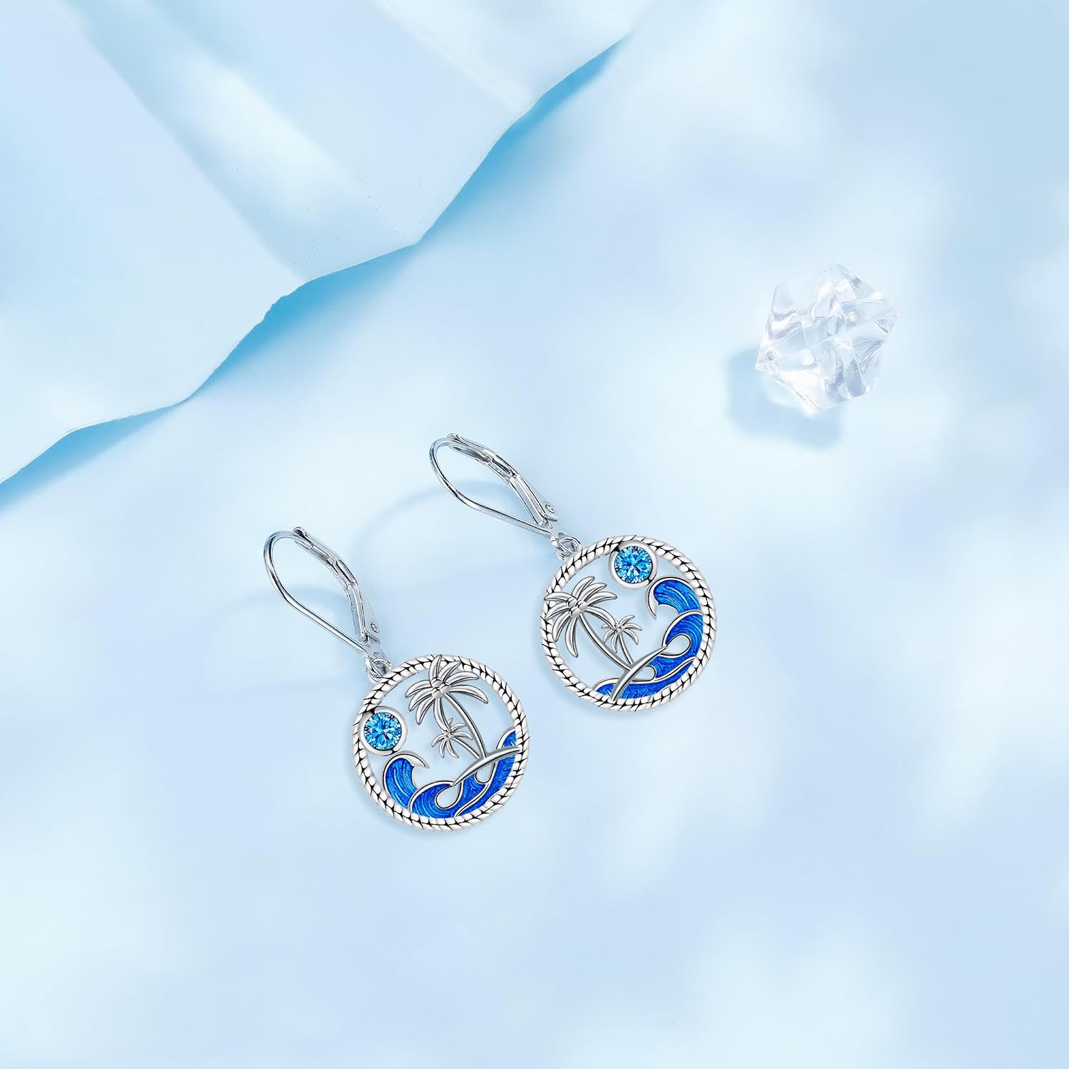 Detalle de Micory Femme – Boucles d’oreilles pendantes en Argent Sterling 925 avec oxyde de zirconium