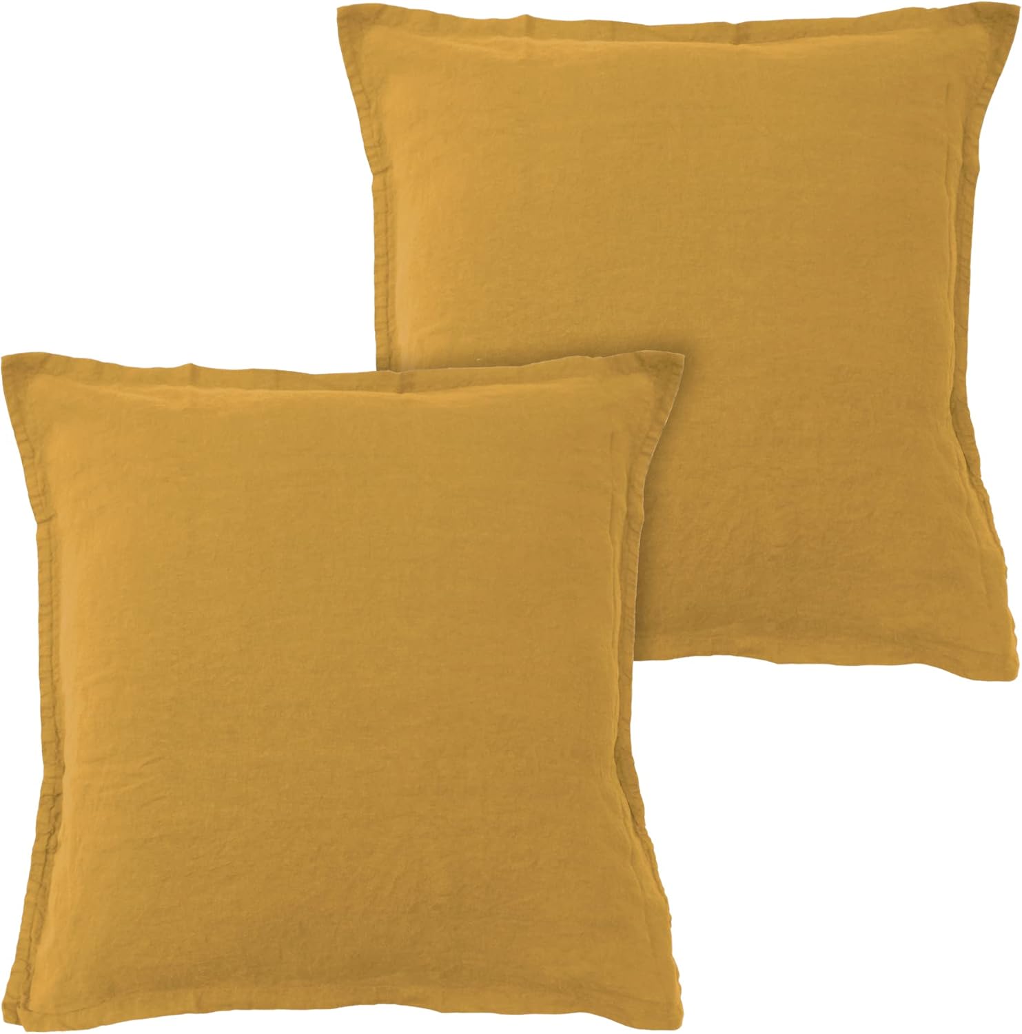 Thumbnail 1 de MATT & ROSE lot de 2 taies d’oreiller 50x70 cm en lin lavé uni safran (Oeko-Tex Standard 100)