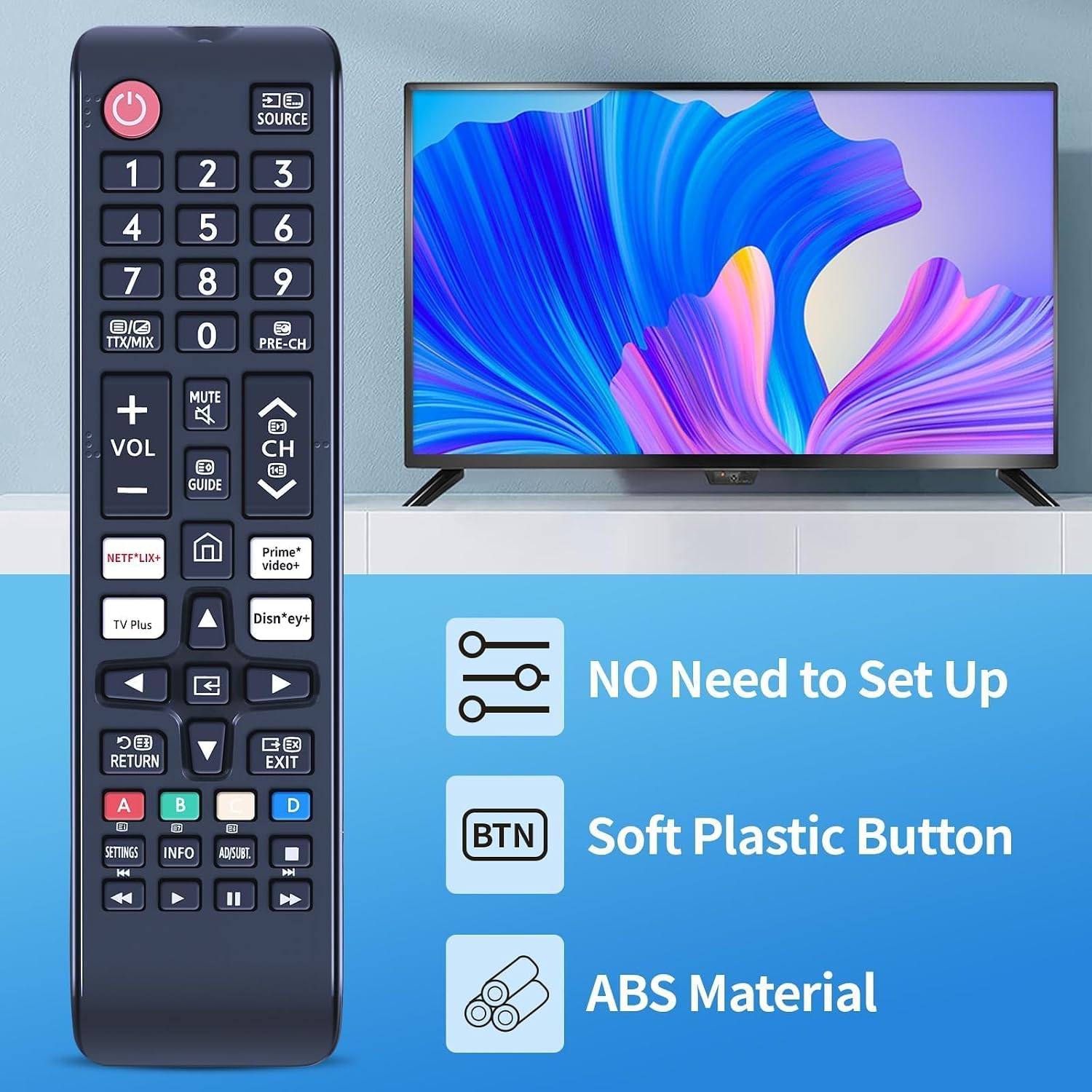 Detalle de TCNOUMT BN59-01315Q Replacement Remote Control for Samsung & More (CU7100, UE43CU7100, S92C/QN90, 2023)