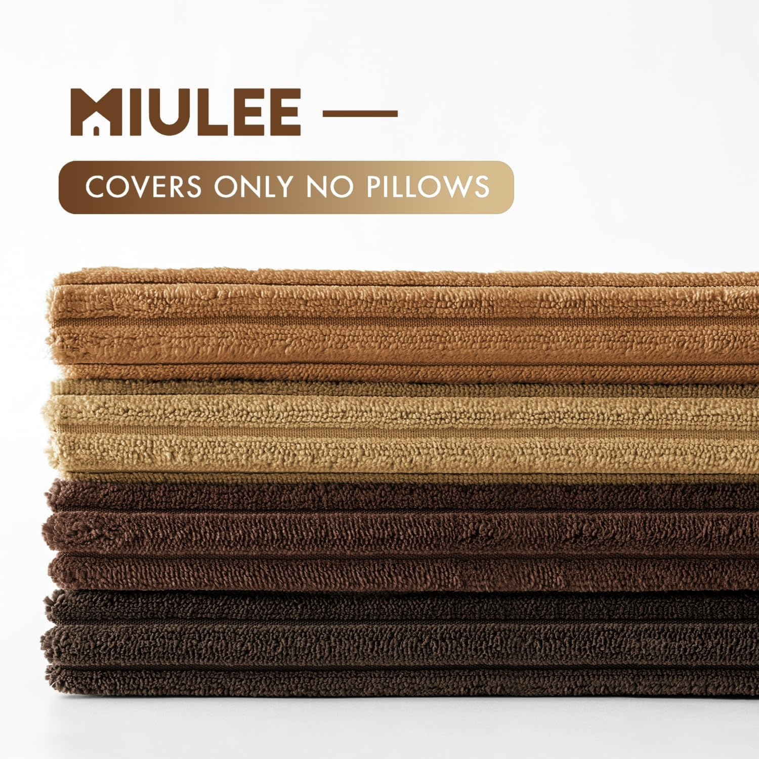 Thumbnail 6 de MIULEE 18x18-Inch Camel Brown Corduroy Throw Pillow Covers, Set of 4
